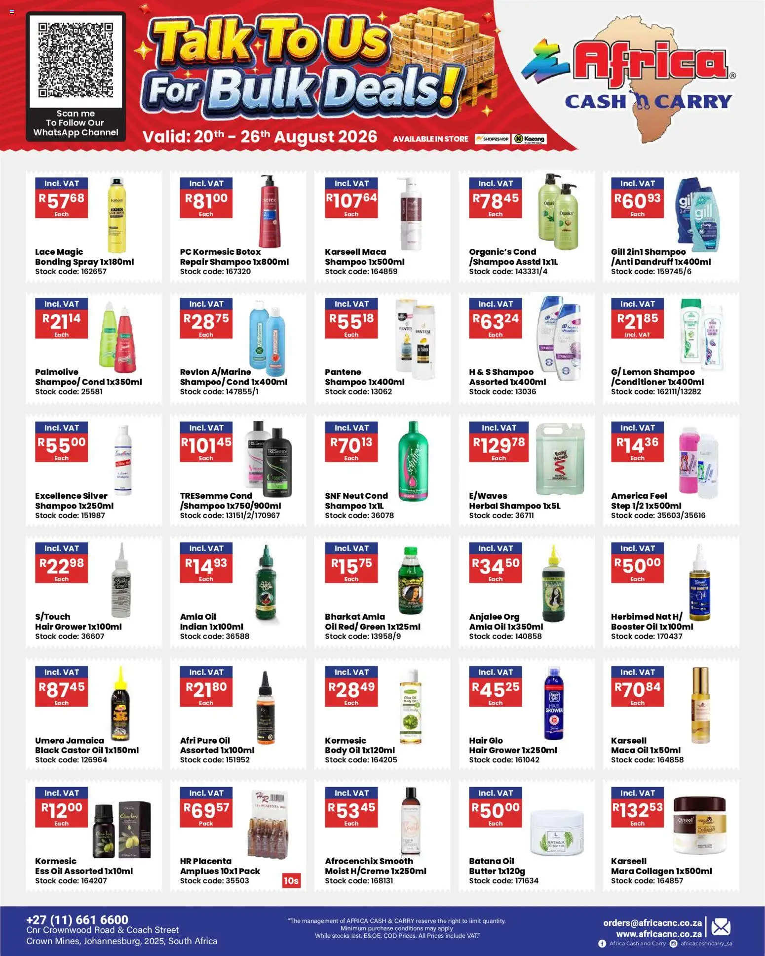 New Africa Cash & Carry catalogue – valid from 20/08/2026 | Page: 2 | Products: PC, Butter, Shampoo, Lemon