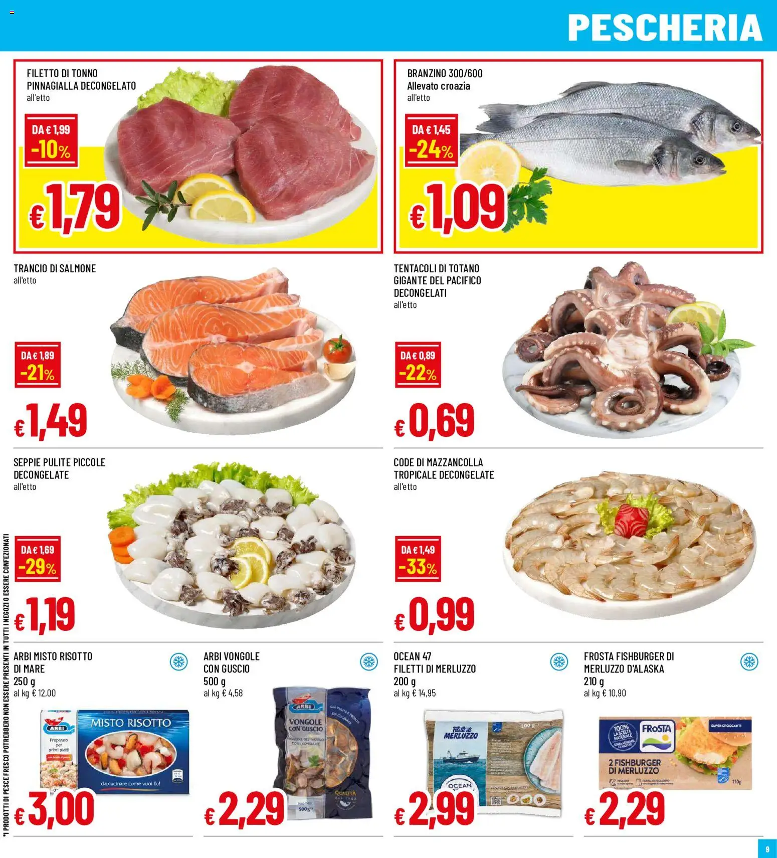 Volantino Famila del 30/07/2026 | Pagina: 9 | Prodotti: Pesce, Merluzzo, Vongole, Filetto
