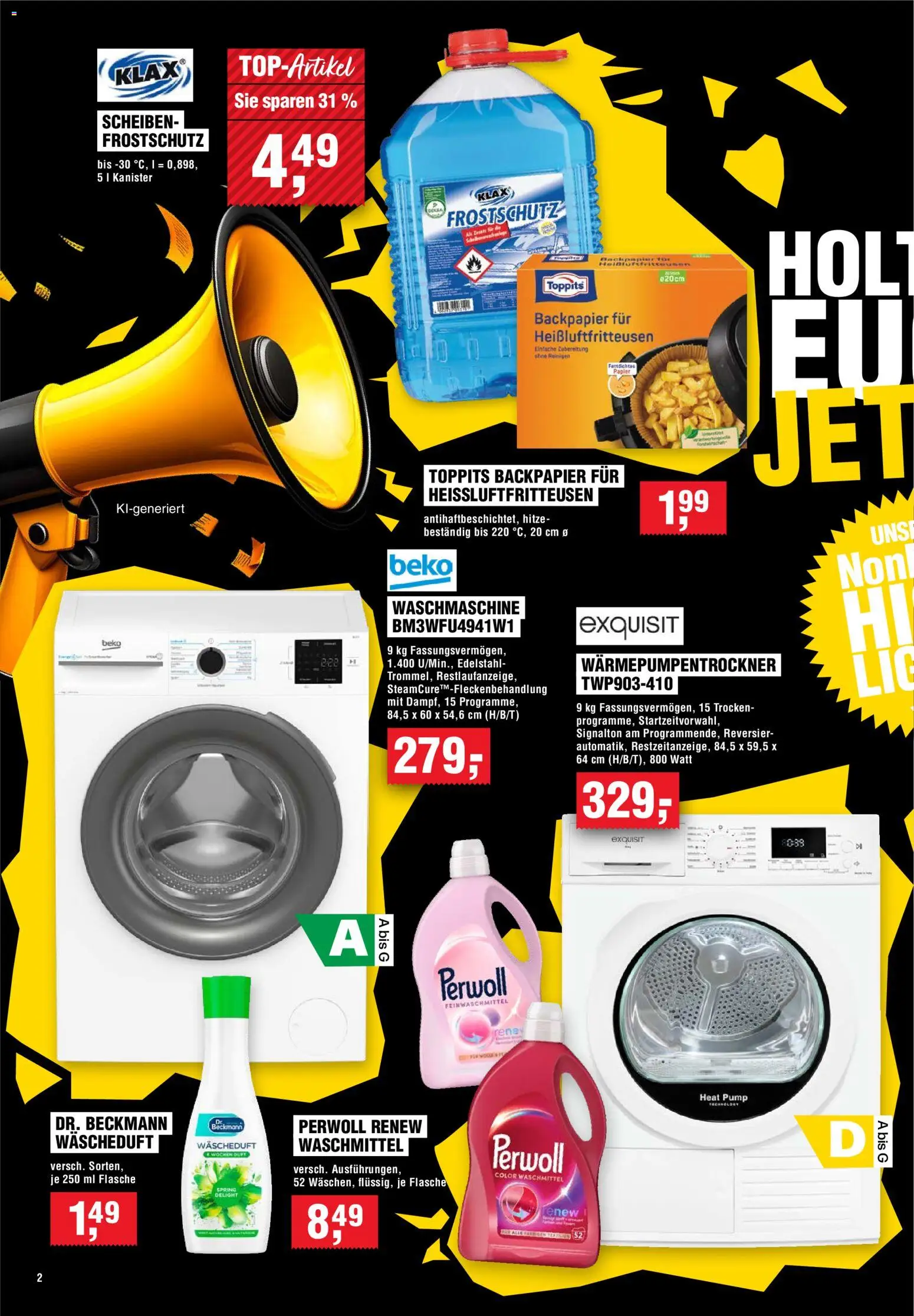 Handelshof Non-Food Highlights – gültig ab 15.10.2026 | Seite: 2 | Produkte: Waschmaschine, Perwoll, Waschmittel
