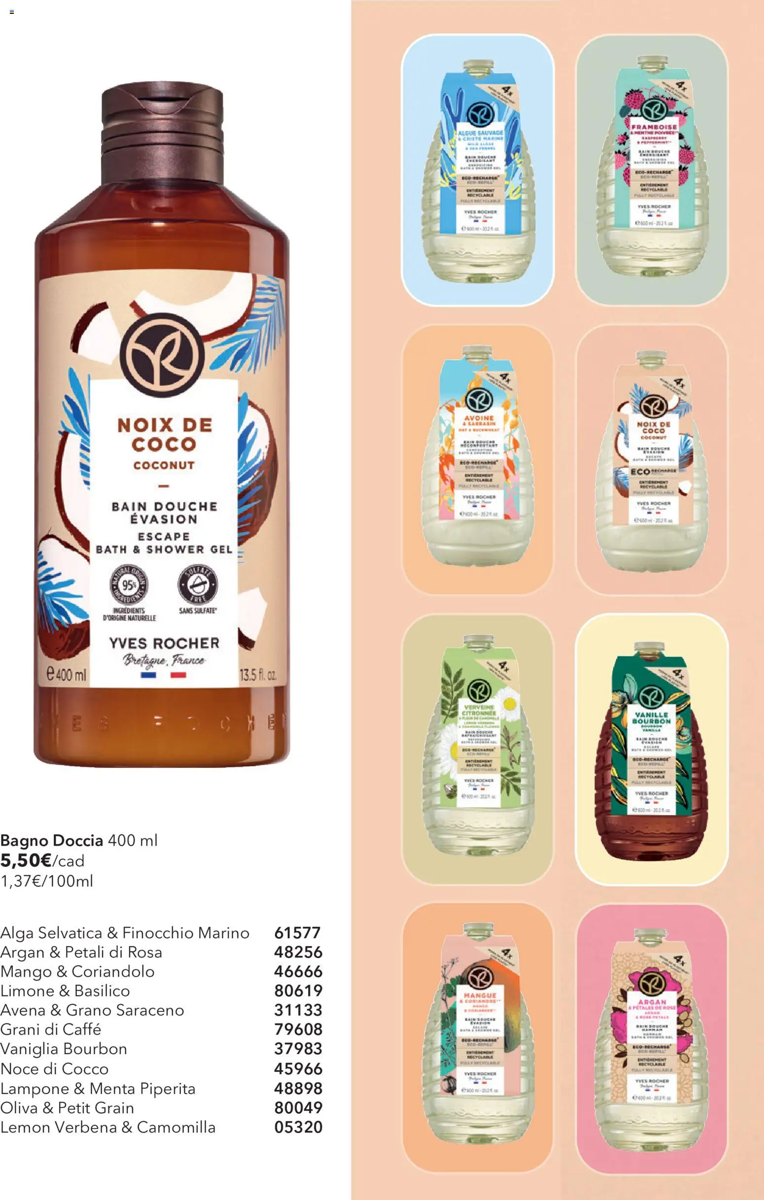 Volantino Yves Rocher del 20/10/2026 | Pagina: 60 | Prodotti: Limone, Mango, Basilico, Doccia