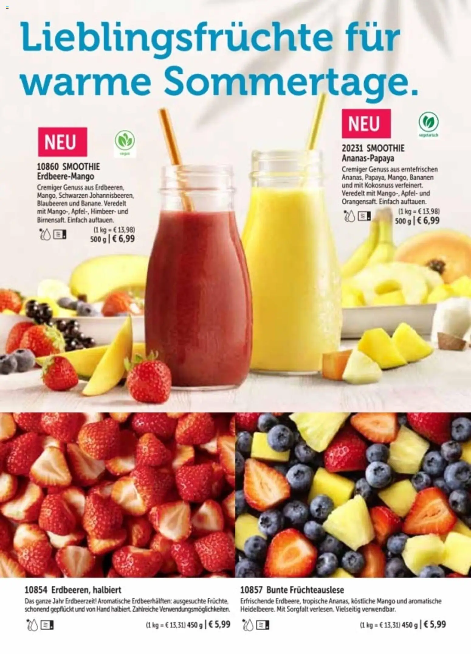 Bofrost Katalog Sommerprogramm – gültig ab 20.04.2026 | Seite: 18 | Produkte: Äpfel, Bananen, Mango, Blaubeeren