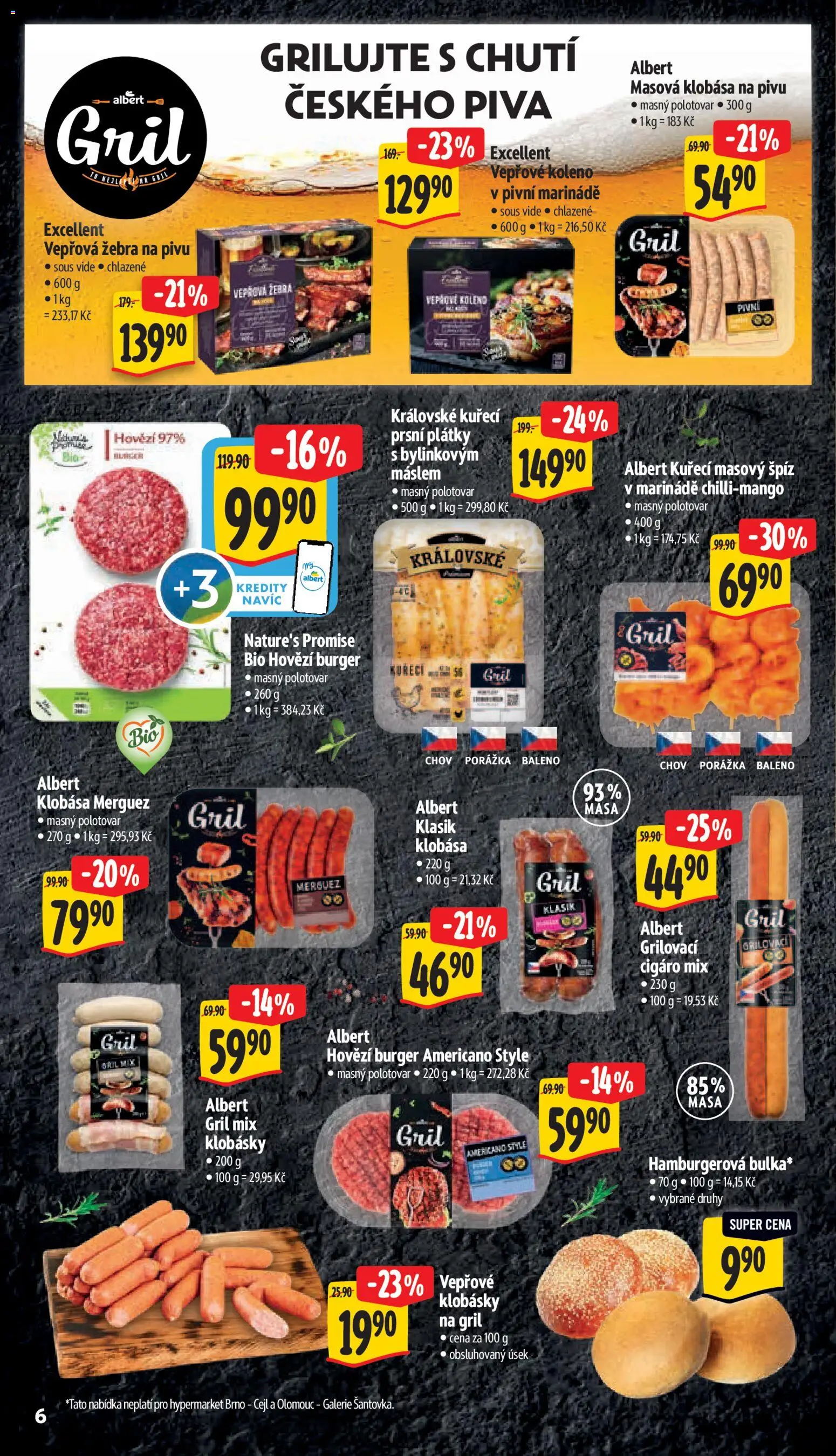 Albert leták - Hypermarket od 20.05.2026 | Strana: 12 | Produkty: Burger, Klobása, Hovězí burger, Gril