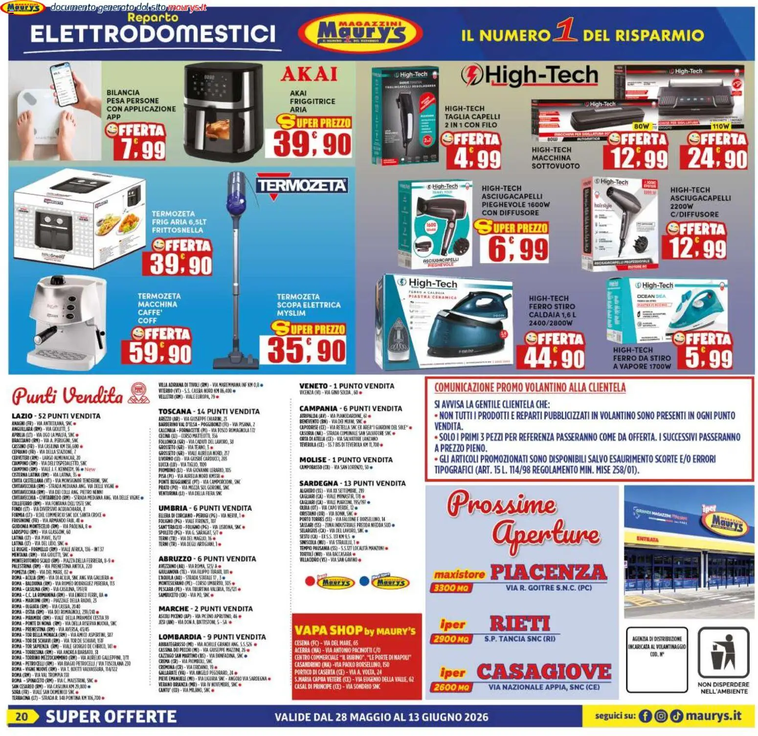 Volantino Maury's del 28.05.2026 | Pagina: 20