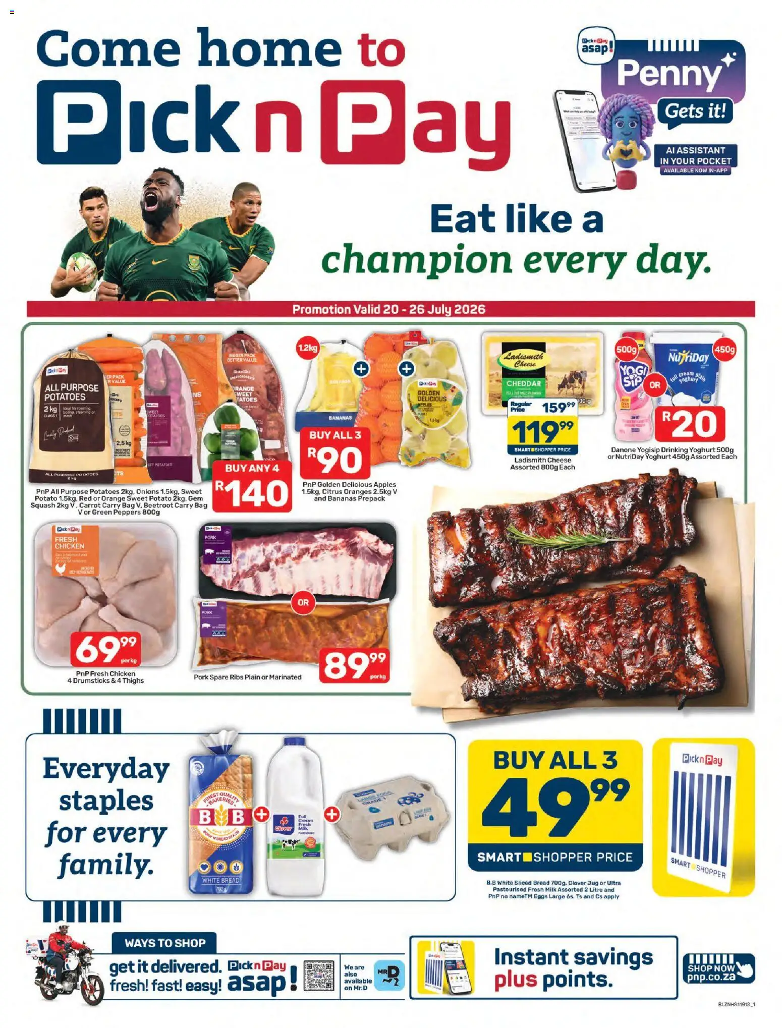 New Pick n Pay catalogue – valid from 20/07/2026 | Page: 1 | Products: Bag, Oranges, Bananas, Onions