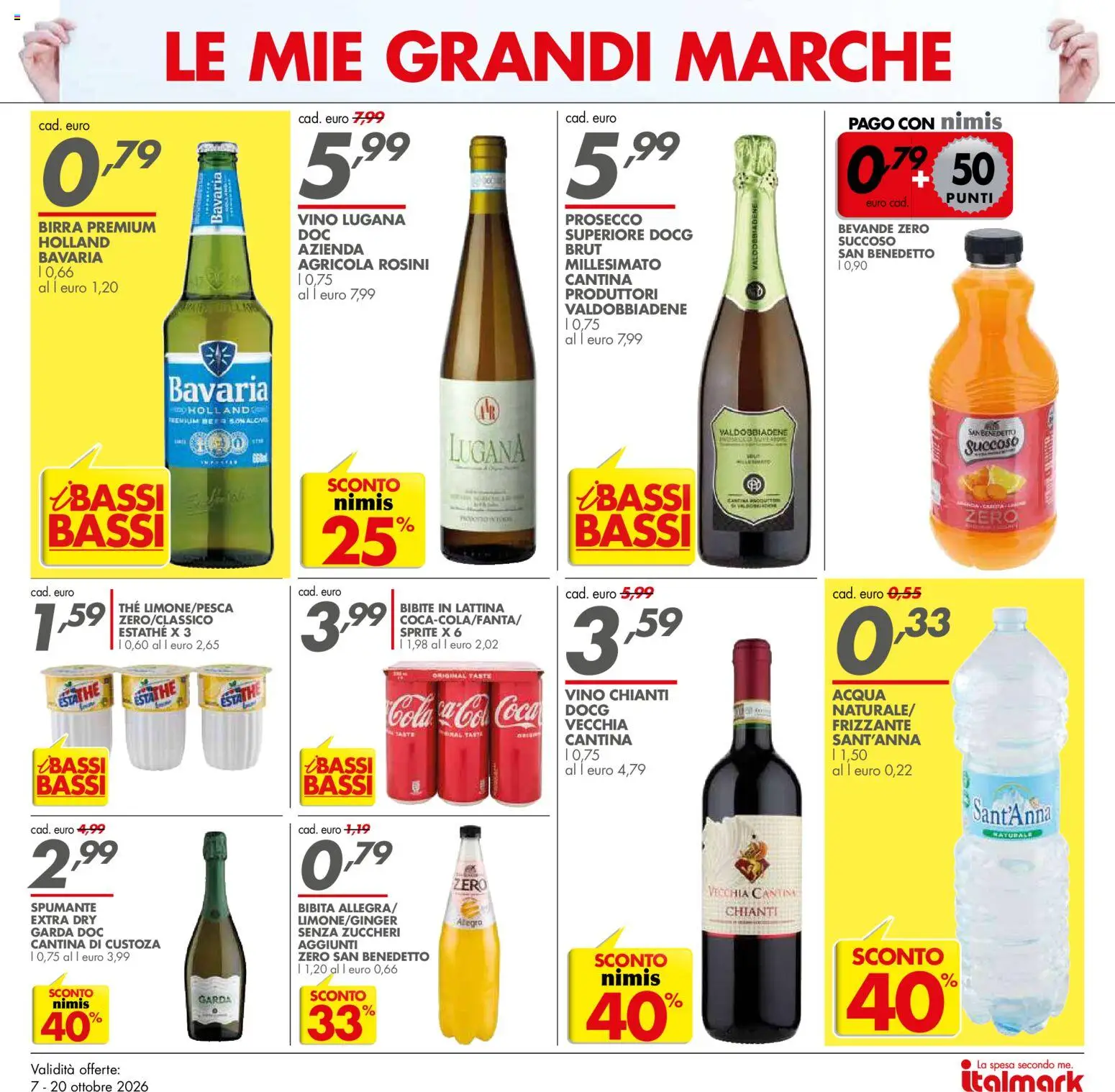 Volantino Italmark del 07/10/2026 | Pagina: 7 | Prodotti: Birra, Prosecco, Acqua, Sprite