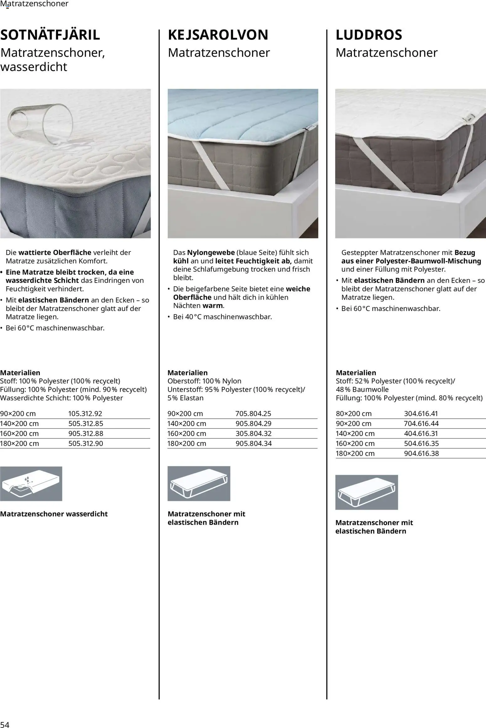 Ikea Prospekt Schlafkomfort – gültig ab 16.09.2026 | Seite: 54 | Produkte: Matratze, Matratzenschoner