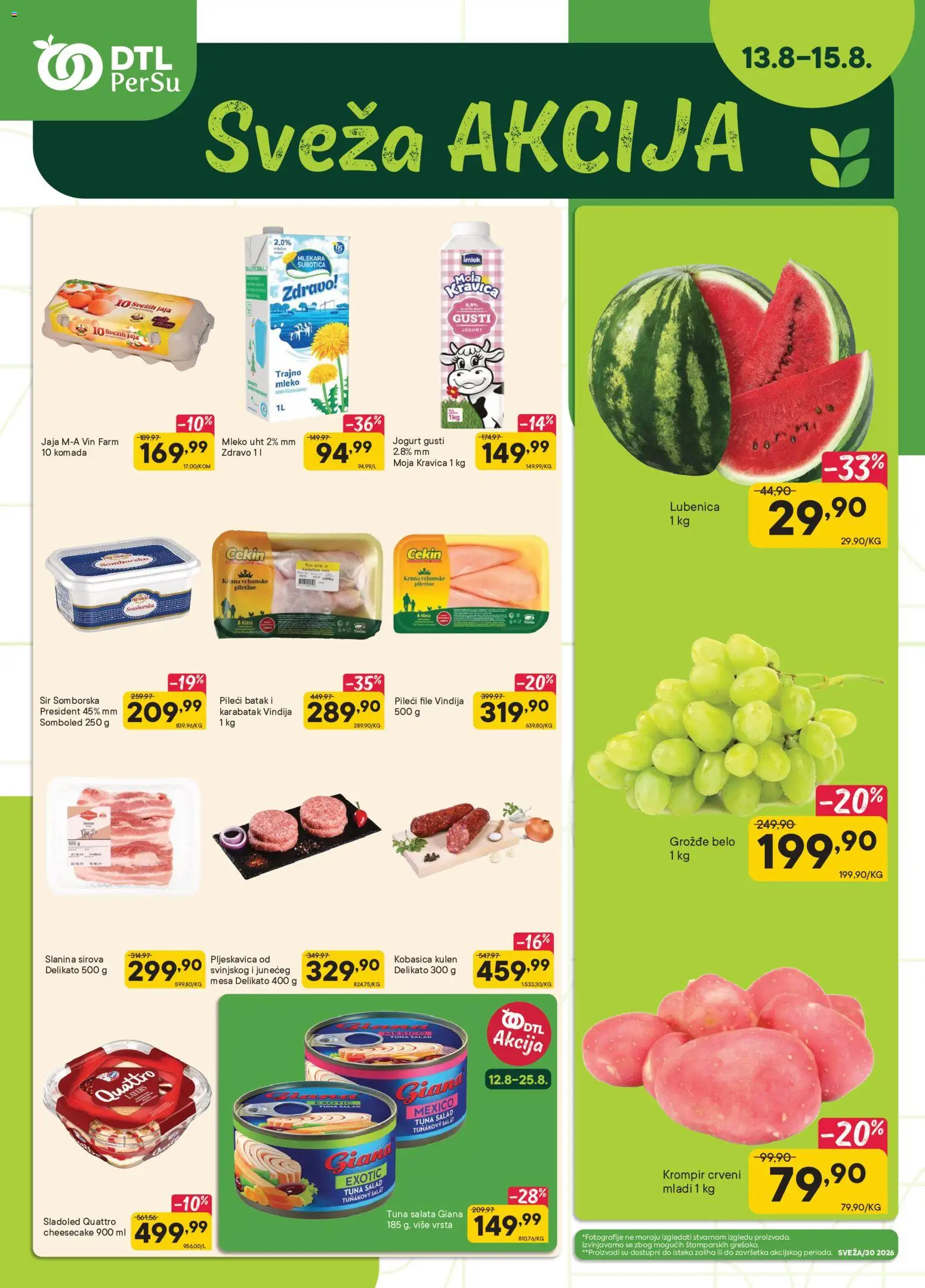 PerSu katalog - važi od 13.08.2026 | Strana: 1 | Proizvode: Lubenica, Kulen, Sir, Cheesecake