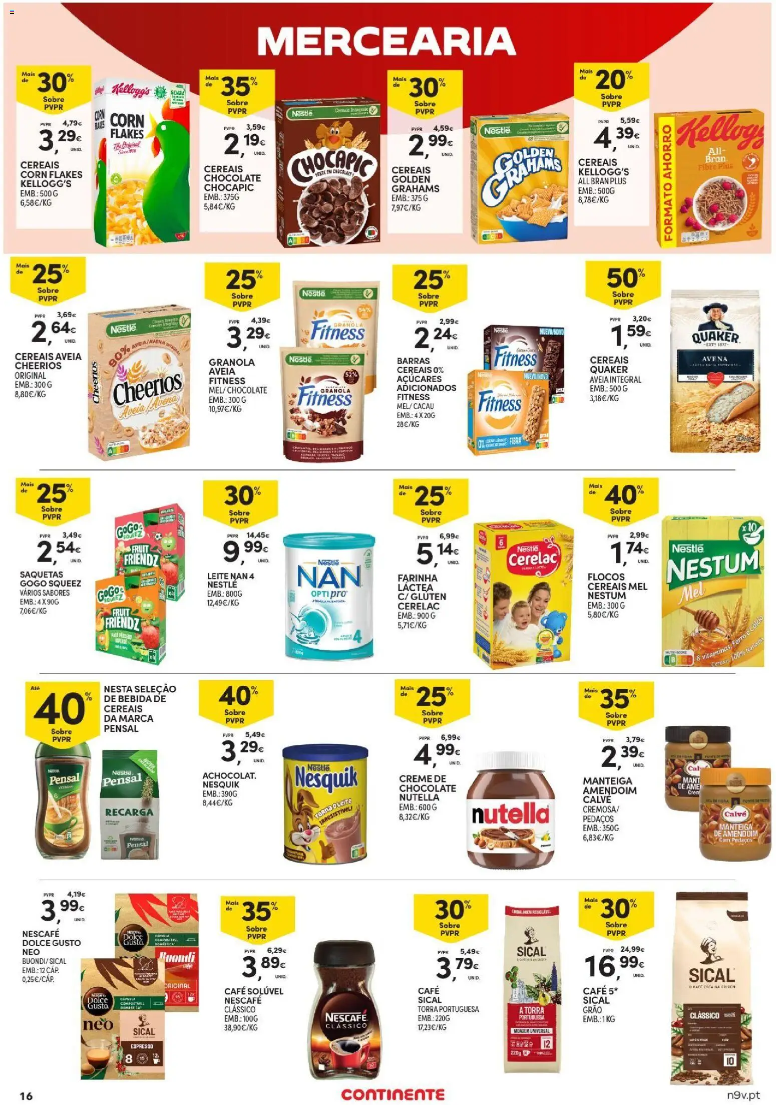 Continente Açores │ válido de 17/09/2026 | Página: 16 | Produtos: Nutella, Leite, Saquetas, Bebida