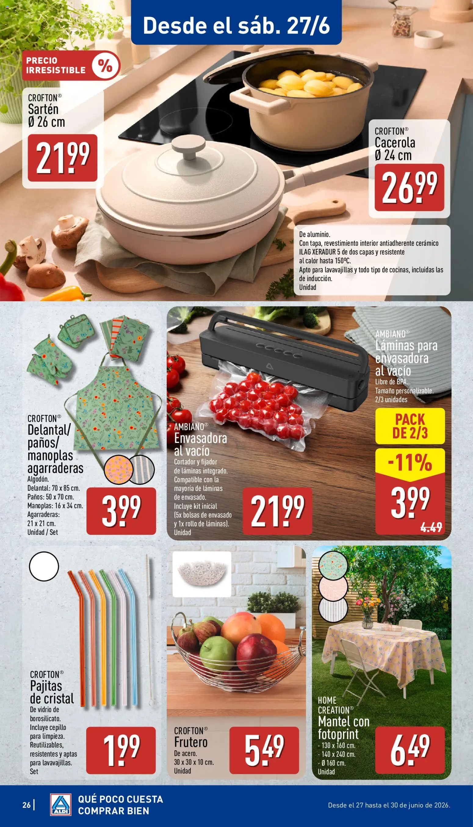Aldi folleto Baleares │ válido desde el 22.06.2026 | Página: 26 | Productos: Cepillo, Mantel, Lavavajillas