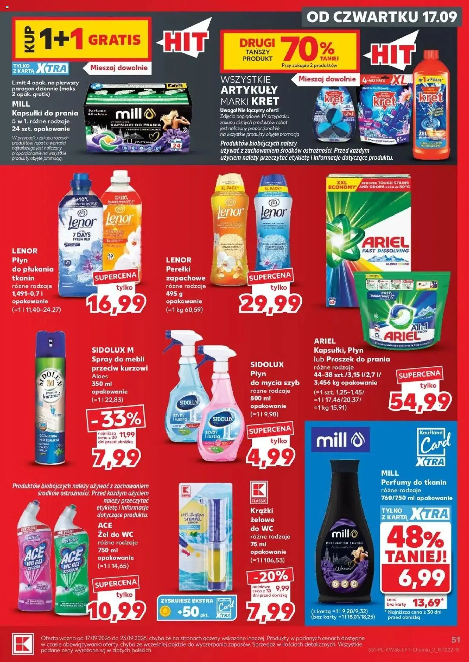Kaufland gazetka od 17.09.2026 - od jutra PDF | Strona: 51 | Produkty: Karta, Kapsułki do prania mill, Cleaner, Kapsułki do prania