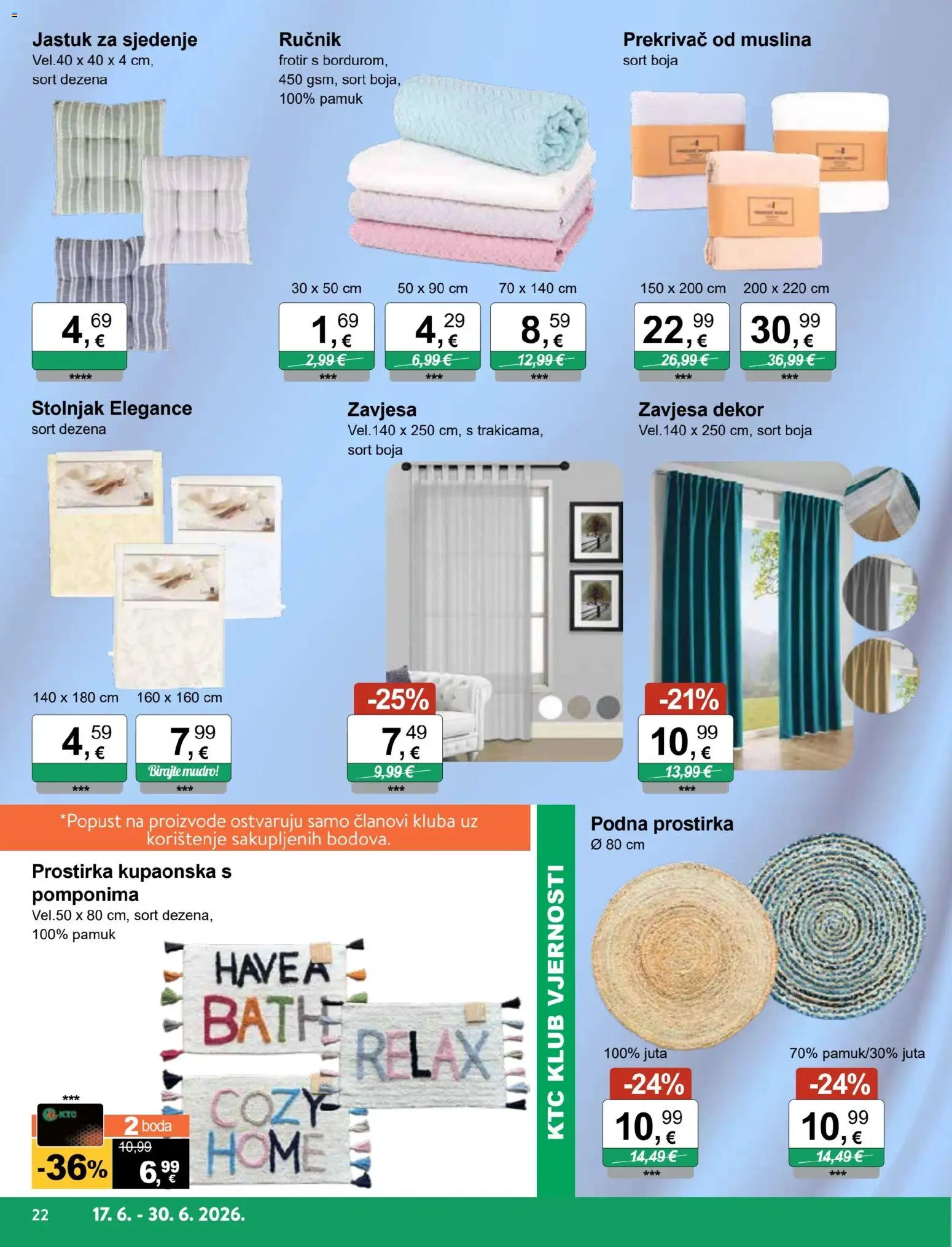 KTC katalog | vrijedi od 17.06.2026 | Stranica: 13 | Proizvodi: Jastuk, Ručnik, Zavjesa, Stolnjak