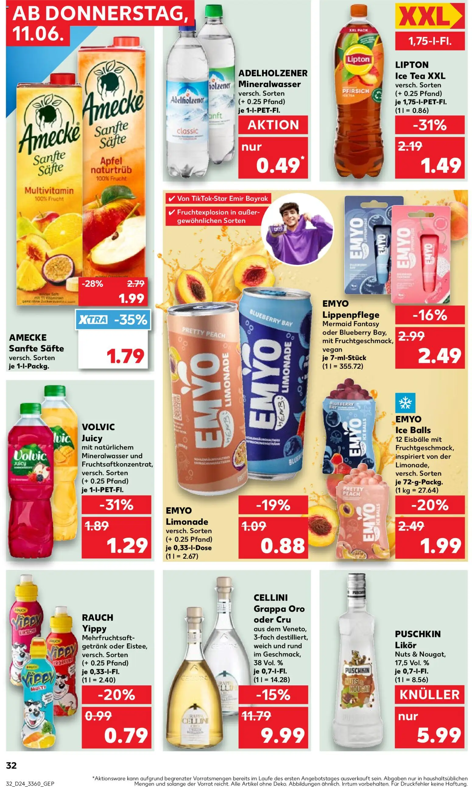 Kaufland Prospekt – gültig ab 11.06.2026 | Seite: 32 | Produkte: Adelholzener, Äpfel, Limonade, Mineralwasser