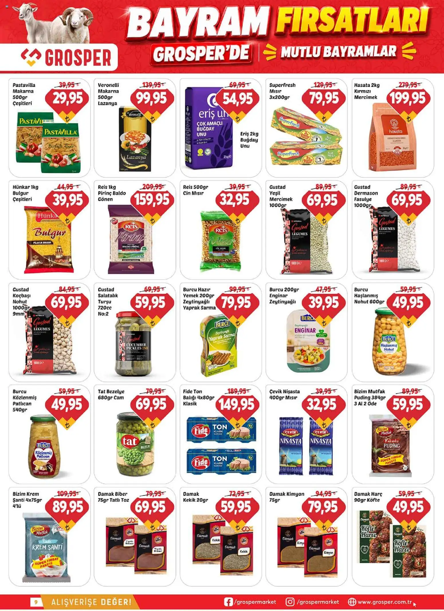 Grosper Katalog - 20.05.2026 tarihinden itibaren geçerlidir | Sayfa: 9 | Ürünler: Fasulye, Pirinç, Cin, Bezelye