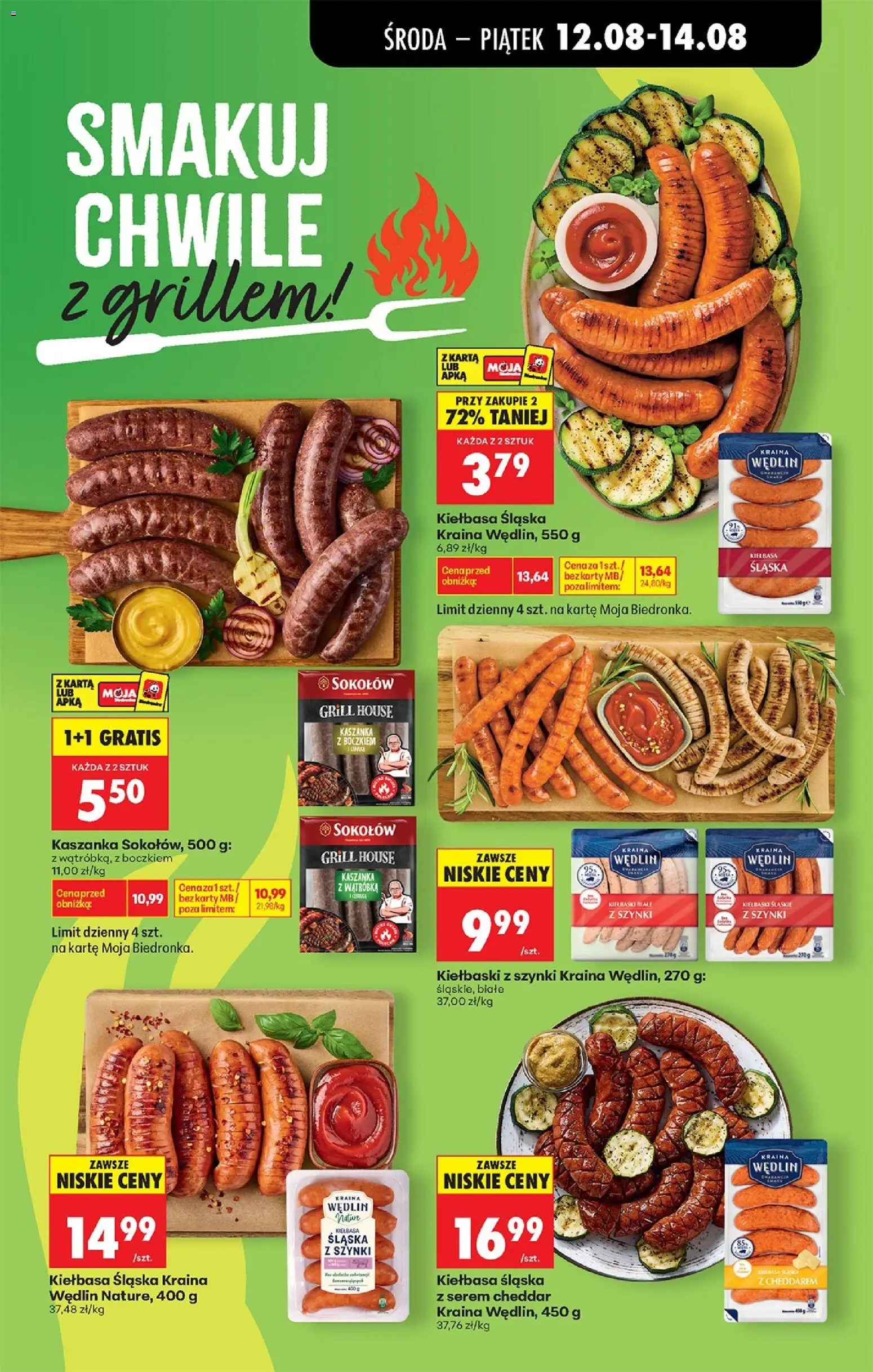 Biedronka gazetka od środy od 12.08.2026 | Strona: 51 | Produkty: Kiełbasa, Karta, Serem, Kiełbasa śląska