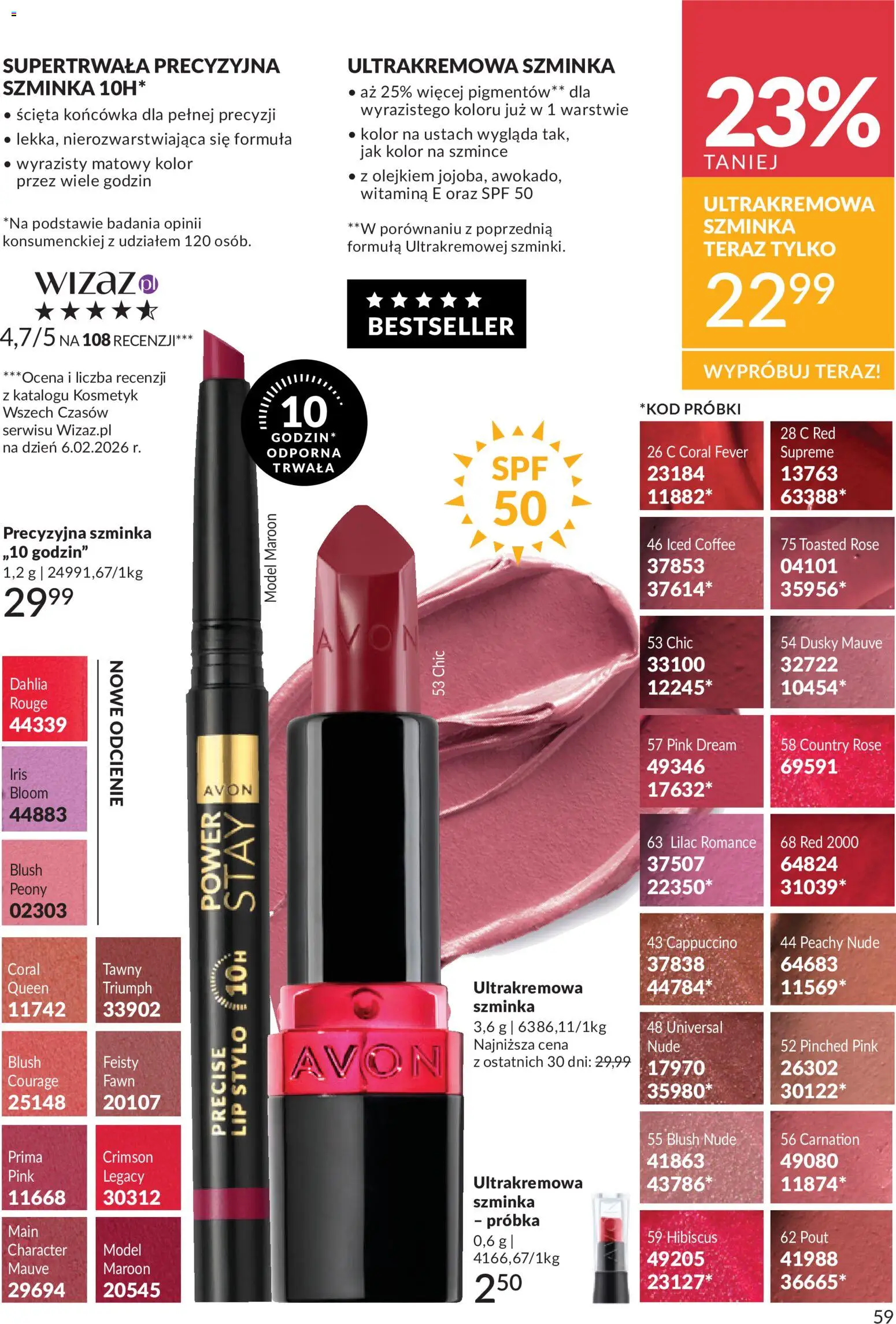 Avon Katalog 6 2026 od 01.06.2026 | Strona: 59 | Produkty: Cappuccino, Szminka