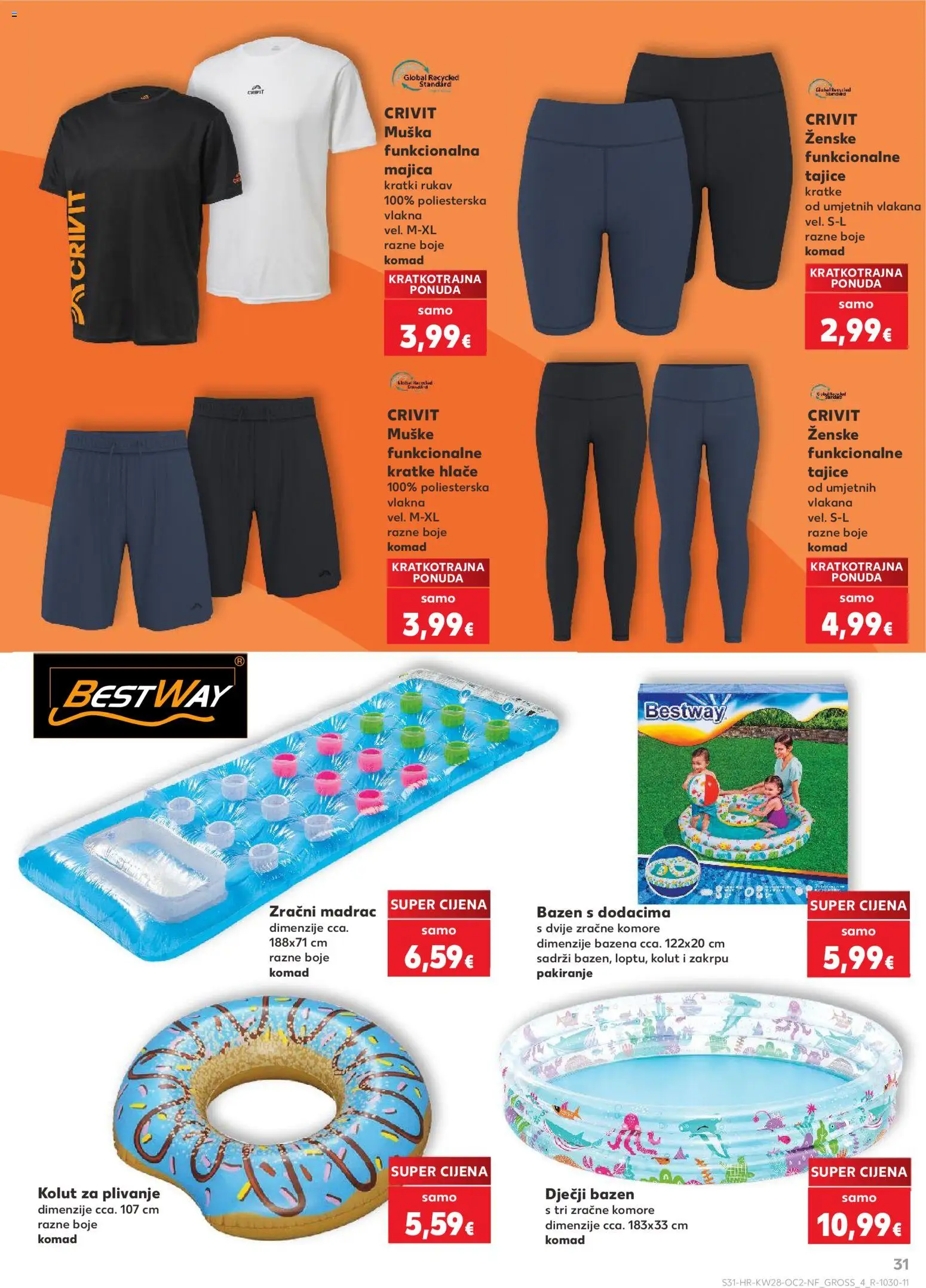 Kaufland katalog | vrijedi od 08.07.2026 | Stranica: 31 | Proizvodi: Madrac, Bazen, Majica, Tajice