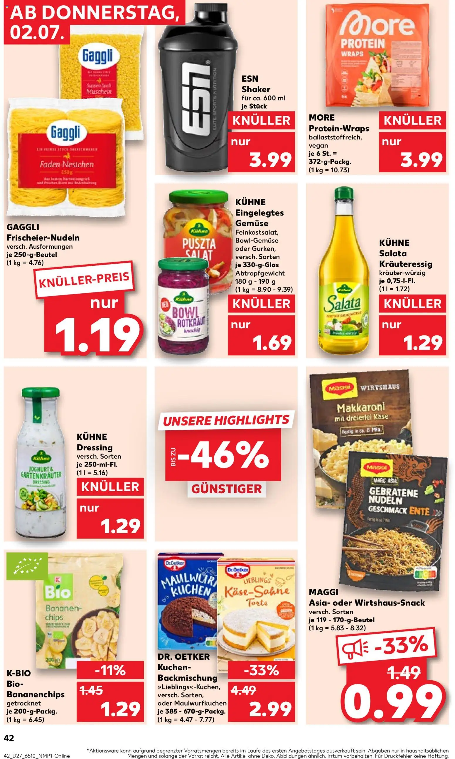 Kaufland Prospekt Köln – gültig ab 02.07.2026 | Seite: 42 | Produkte: Käse, Gemüse, Kuchen, Ente