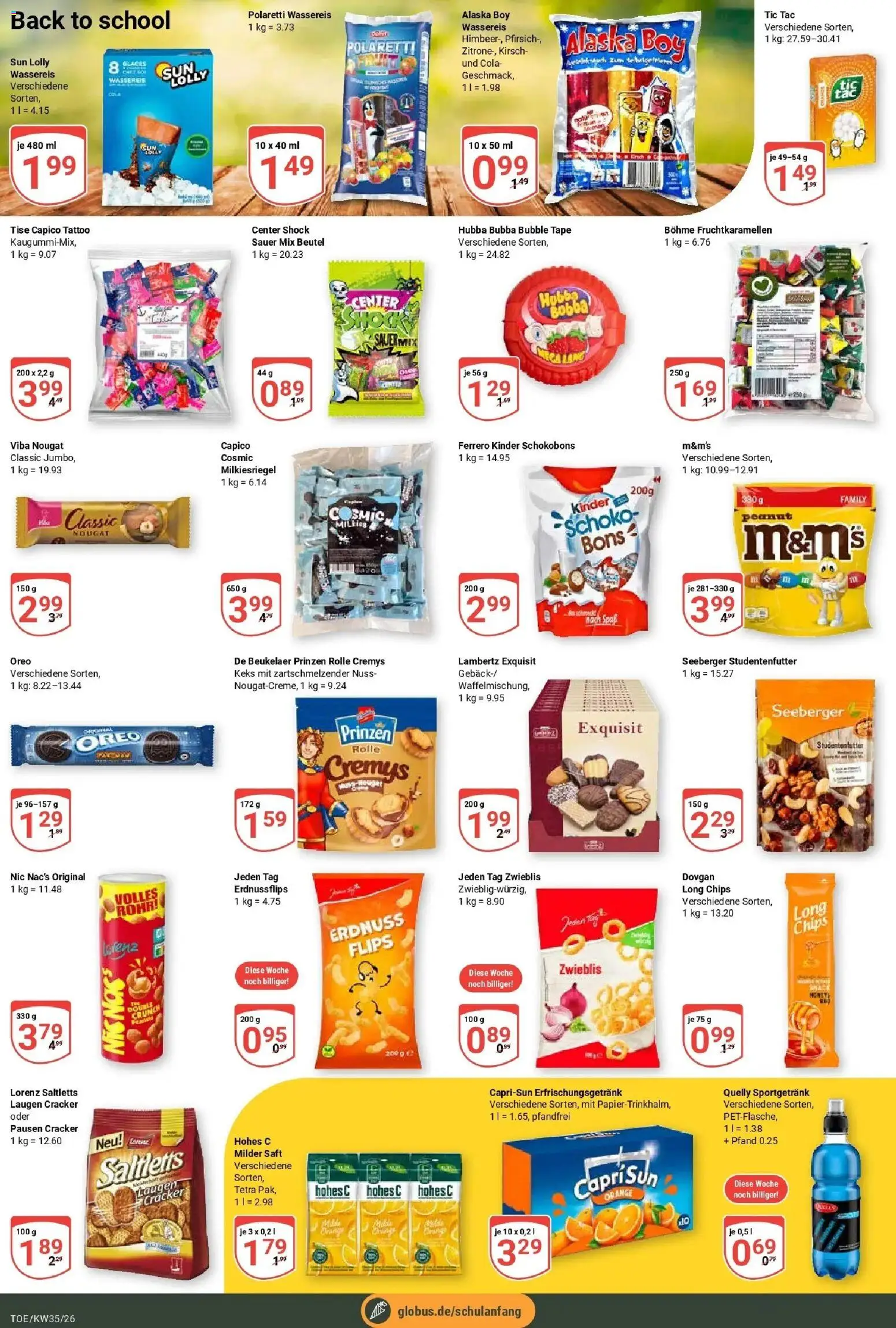 Globus Prospekt Tönisvorst – gültig ab 24.08.2026 | Seite: 19 | Produkte: M&M's, Pfirsich, Hohes c, Saft