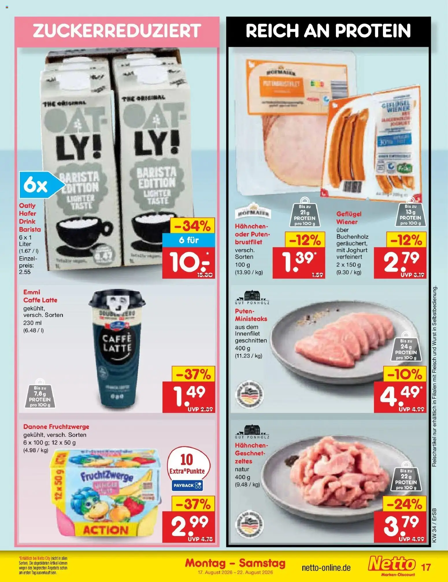 Netto Marken-Discount Prospekt Nordhausen – gültig ab 17.08.2026 | Seite: 21 | Produkte: Hahnchen, Oatly, Wurst, Fleisch