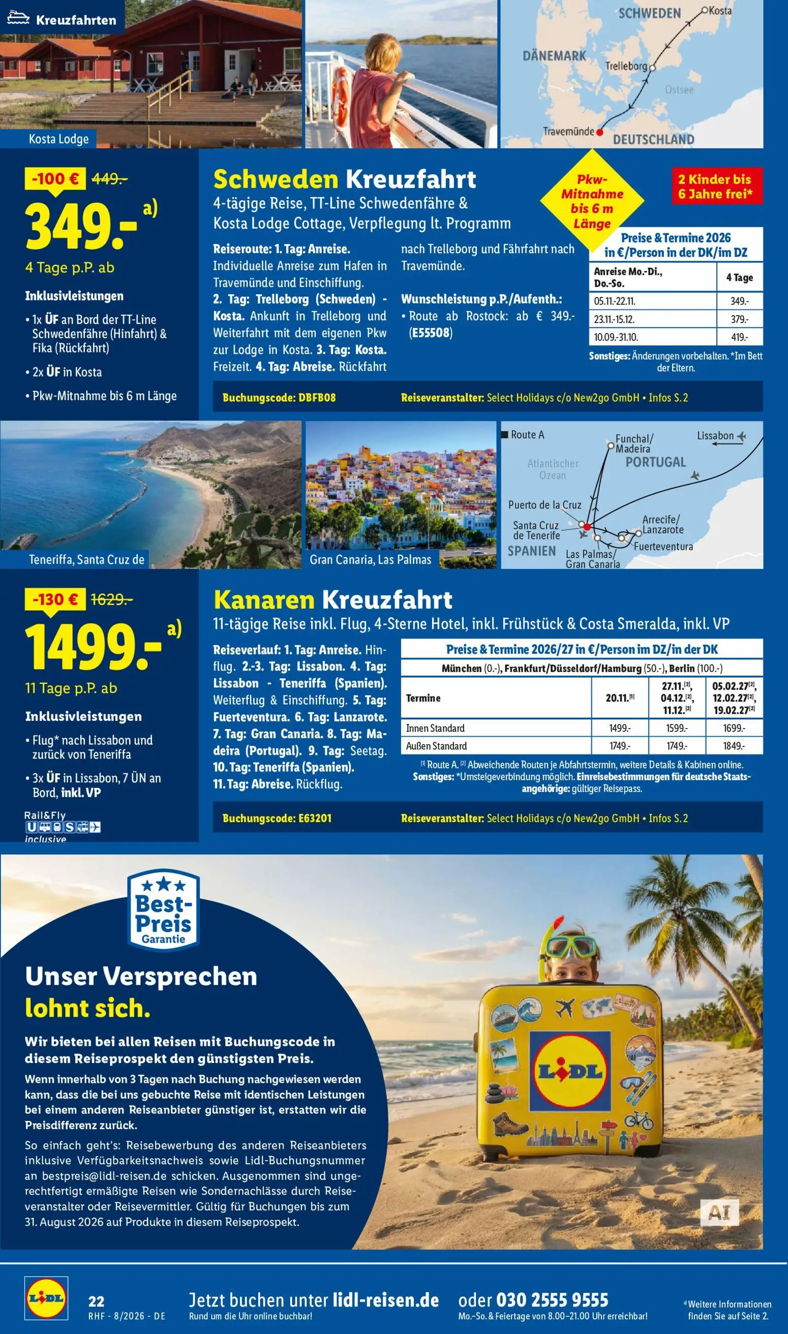 Lidl Reisen Prospekt – gültig ab 29.07.2026 | Seite: 22 | Produkte: Bett, Uhr