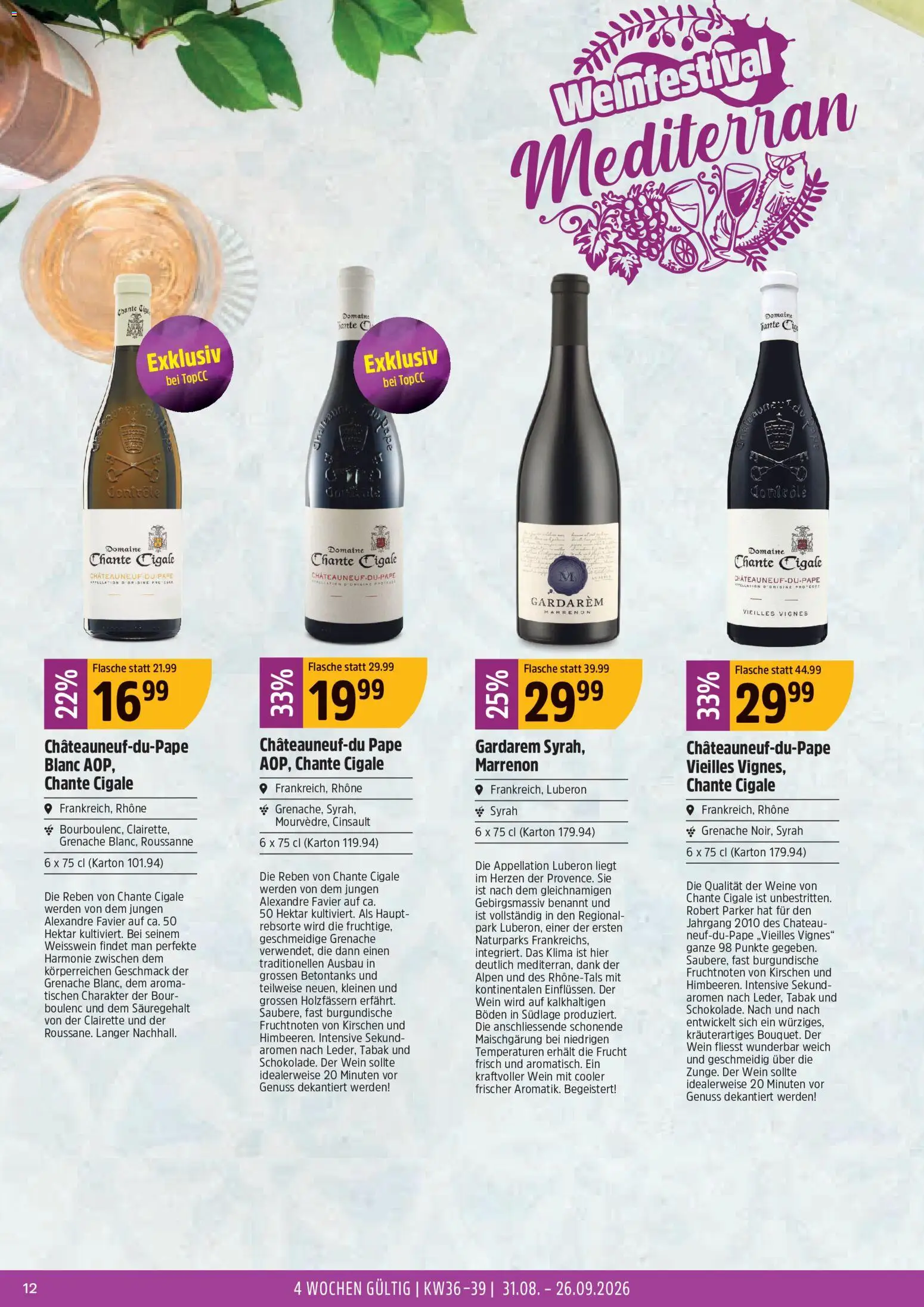 TopCC aktionen Weinfestival – gültig ab 31.08.2026 | Seite: 12 | Produkte: Weißwein, Kirschen, Wein