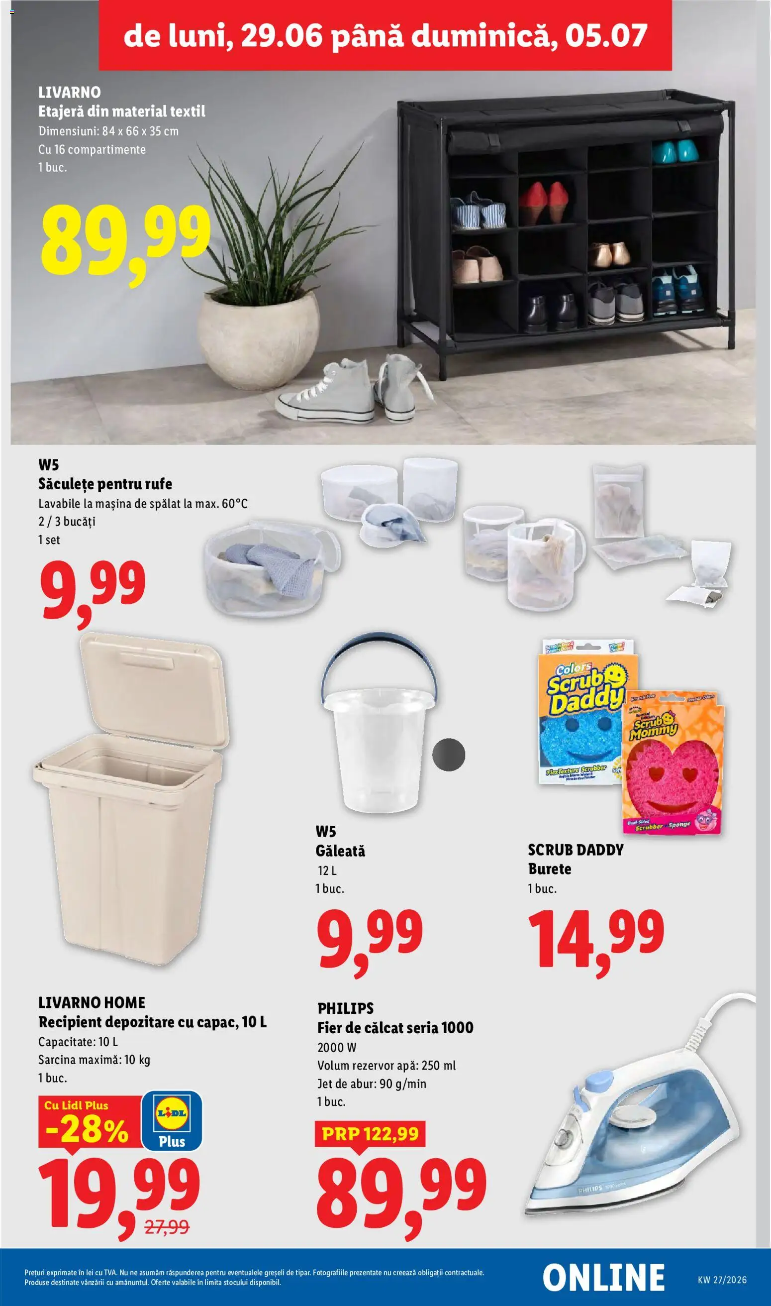 Noul catalog Lidl – valabil de la 29.06.2026 | Pagină: 49 | Produse: Scrub, Mașină De Spălat, Etajeră, Burete