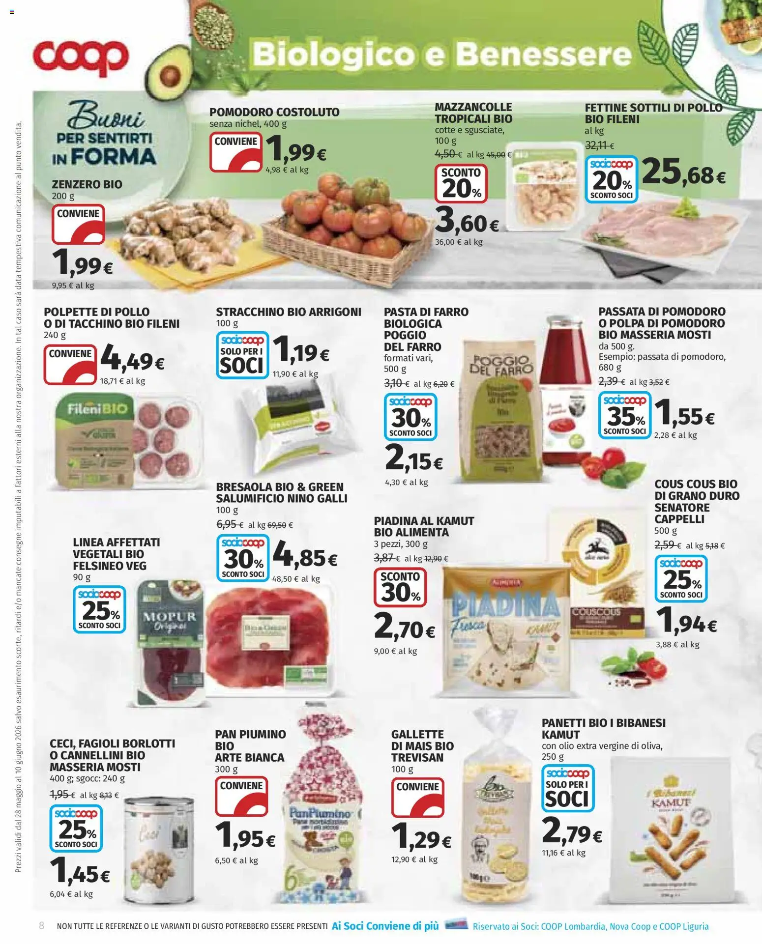 Volantino COOP del 28.05.2026 | Pagina: 8 | Prodotti: Bresaola, Cannellini, Pomodoro, Gallette