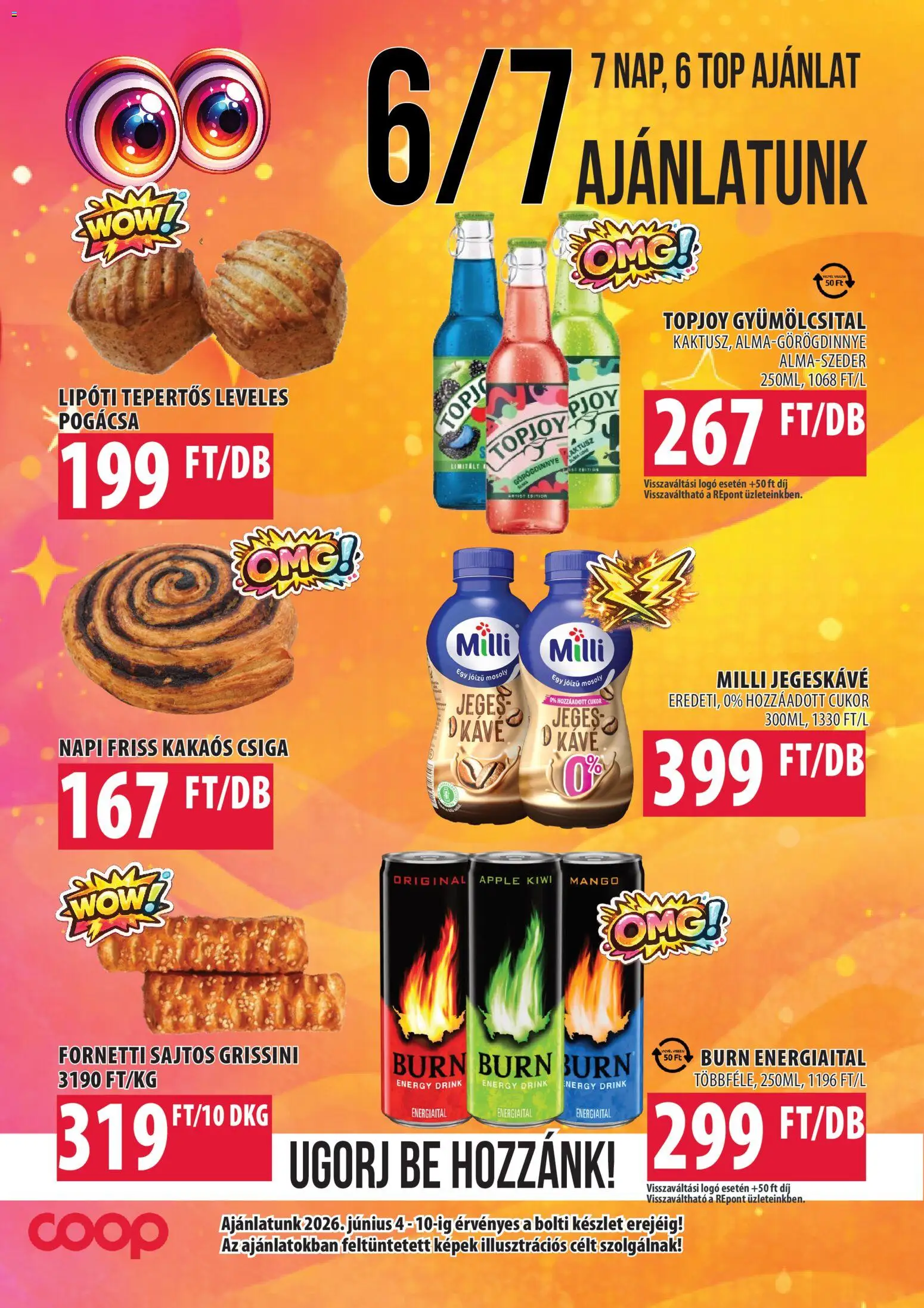 COOP Szolnok akciós ujság - amely érvényes a következő dátumtól: 04.06.2026 | Oldal: 4 | Termékek: Gyümölcsital, Jegeskávé, Grissini, Mangó