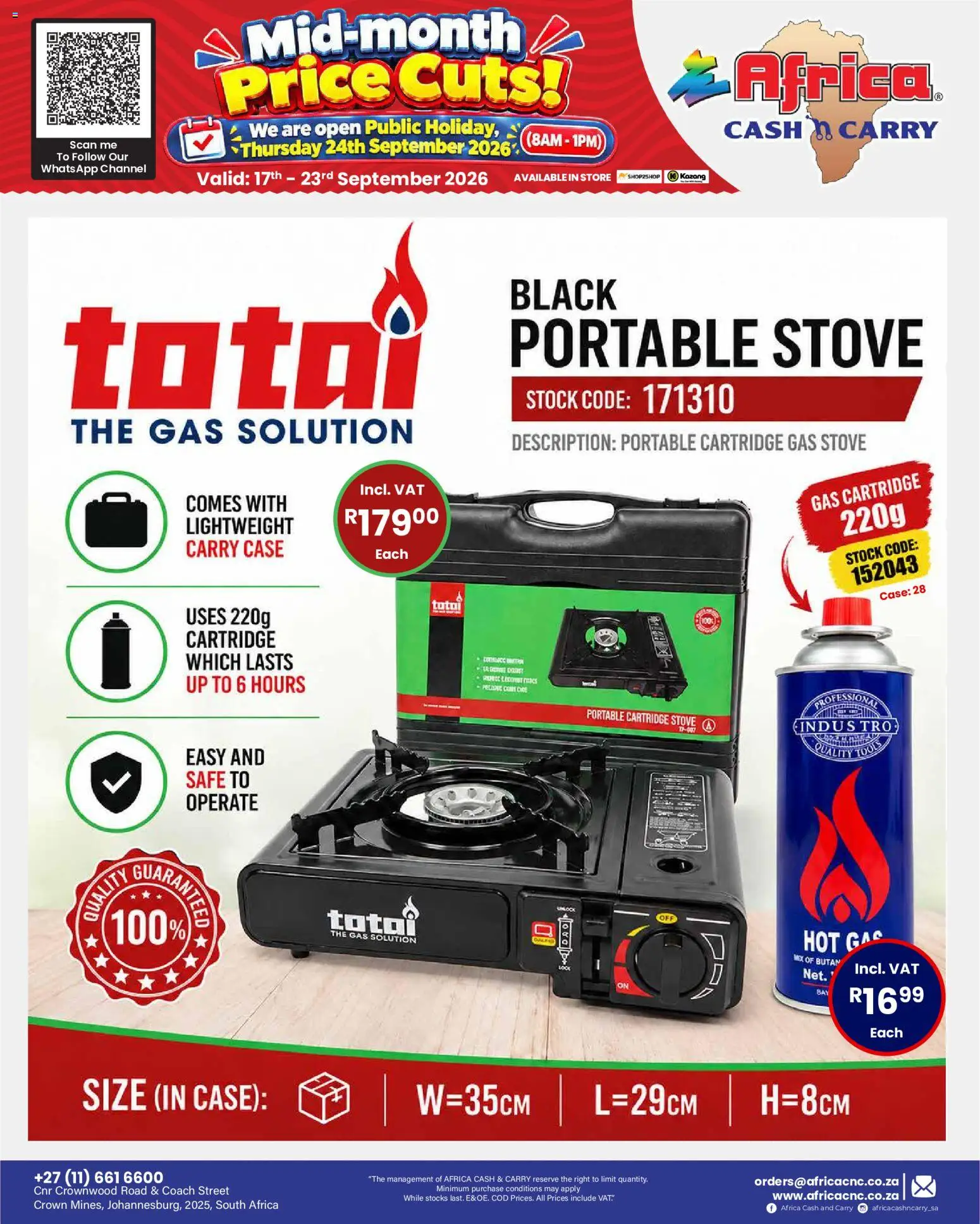 New Africa Cash & Carry catalogue – valid from 17/09/2026 | Page: 35 | Products: Case, Stove, Gas stove, Stock