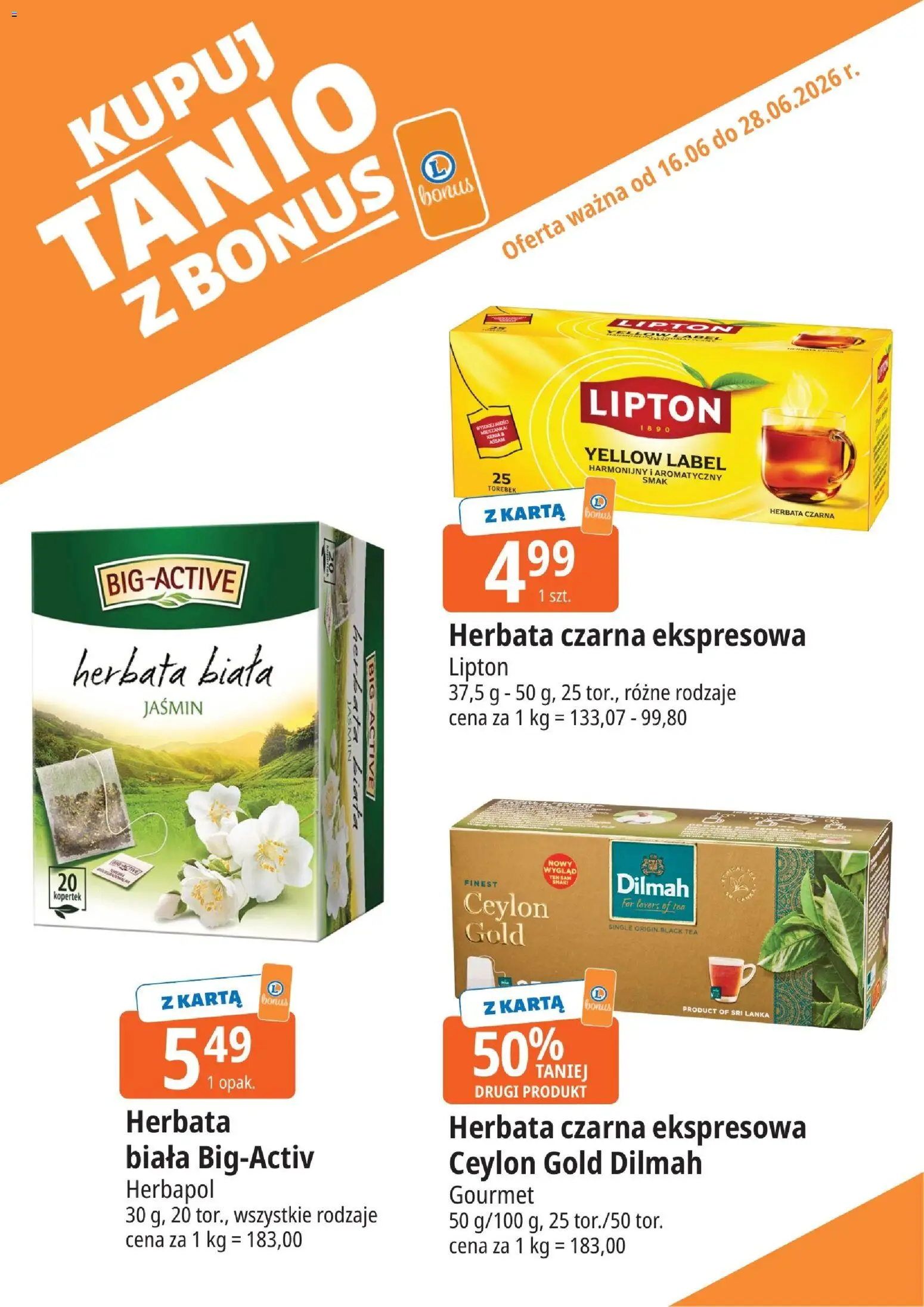 E.Leclerc gazetka - Radom kupony dodatkowe od 16.06.2026 | Strona: 15 | Produkty: Karta, Herbata