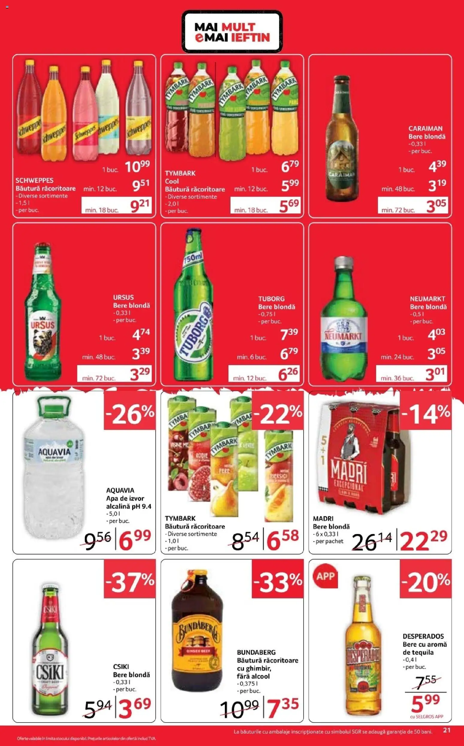 Noul catalog Selgros – valabil de la 16.10.2026 | Pagină: 21 | Produse: Bautura racoritoare, Desperados, Bere, Apă