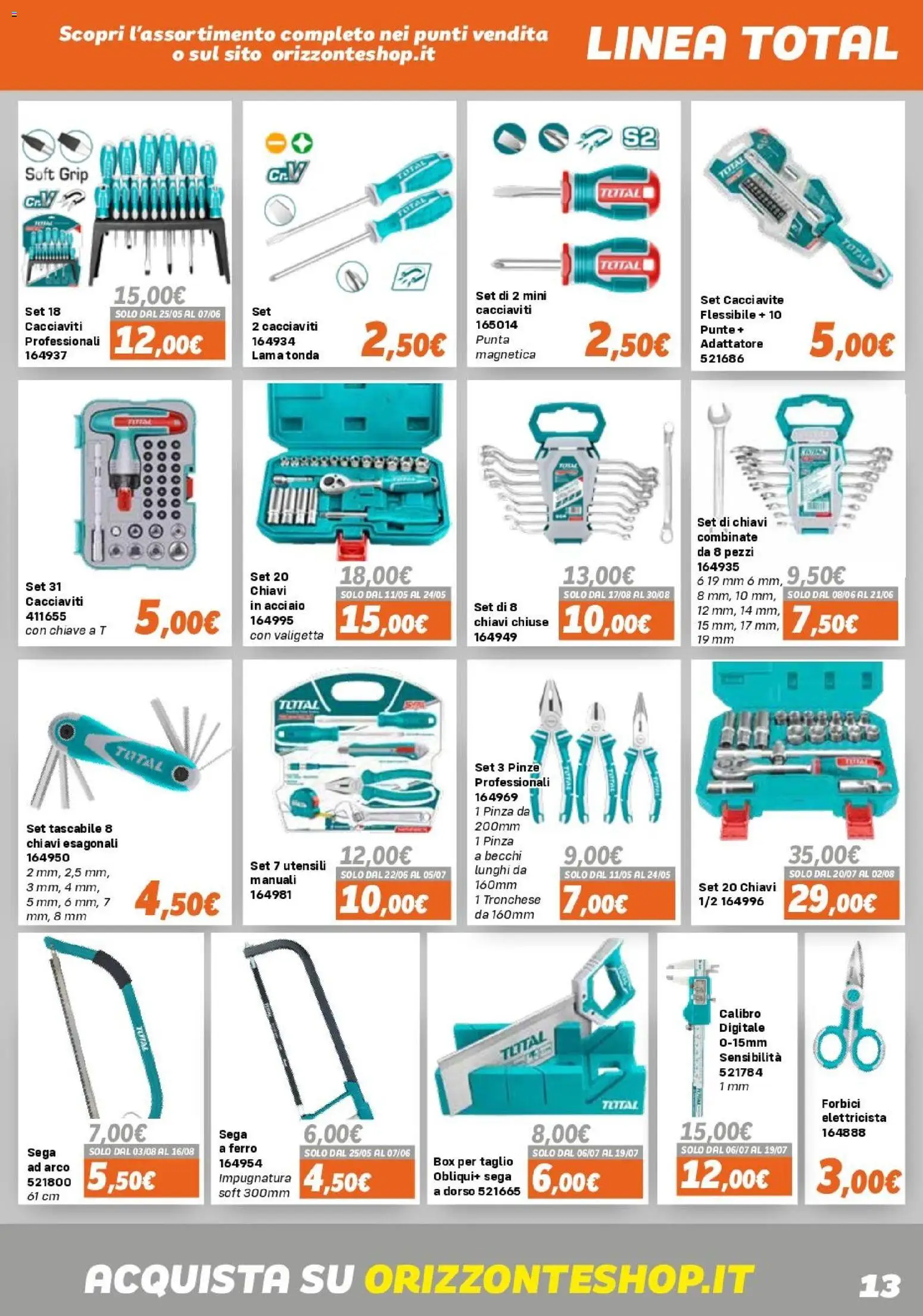 Volantino Orizzonte del 15.04.2026 | Pagina: 13 | Prodotti: Adattatore, Pinze, Sega, Valigetta