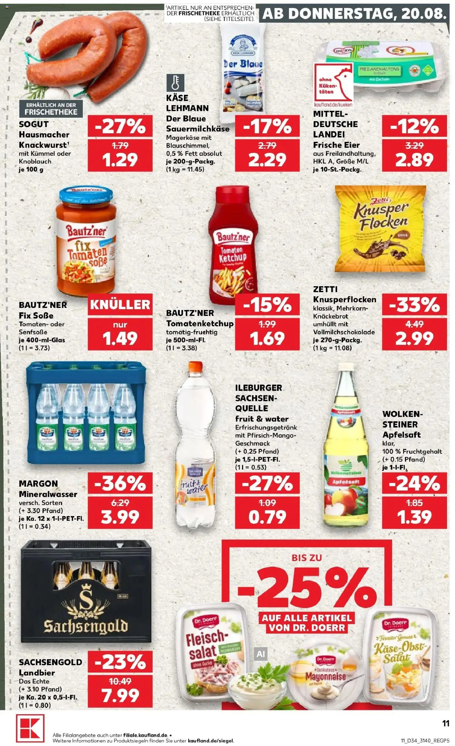Prospekt Kaufland ab 20.08.2026 » Angebote Online zum Blättern | Seite: 11 | Produkte: Käse, Mayonnaise, Knoblauch, Fleisch