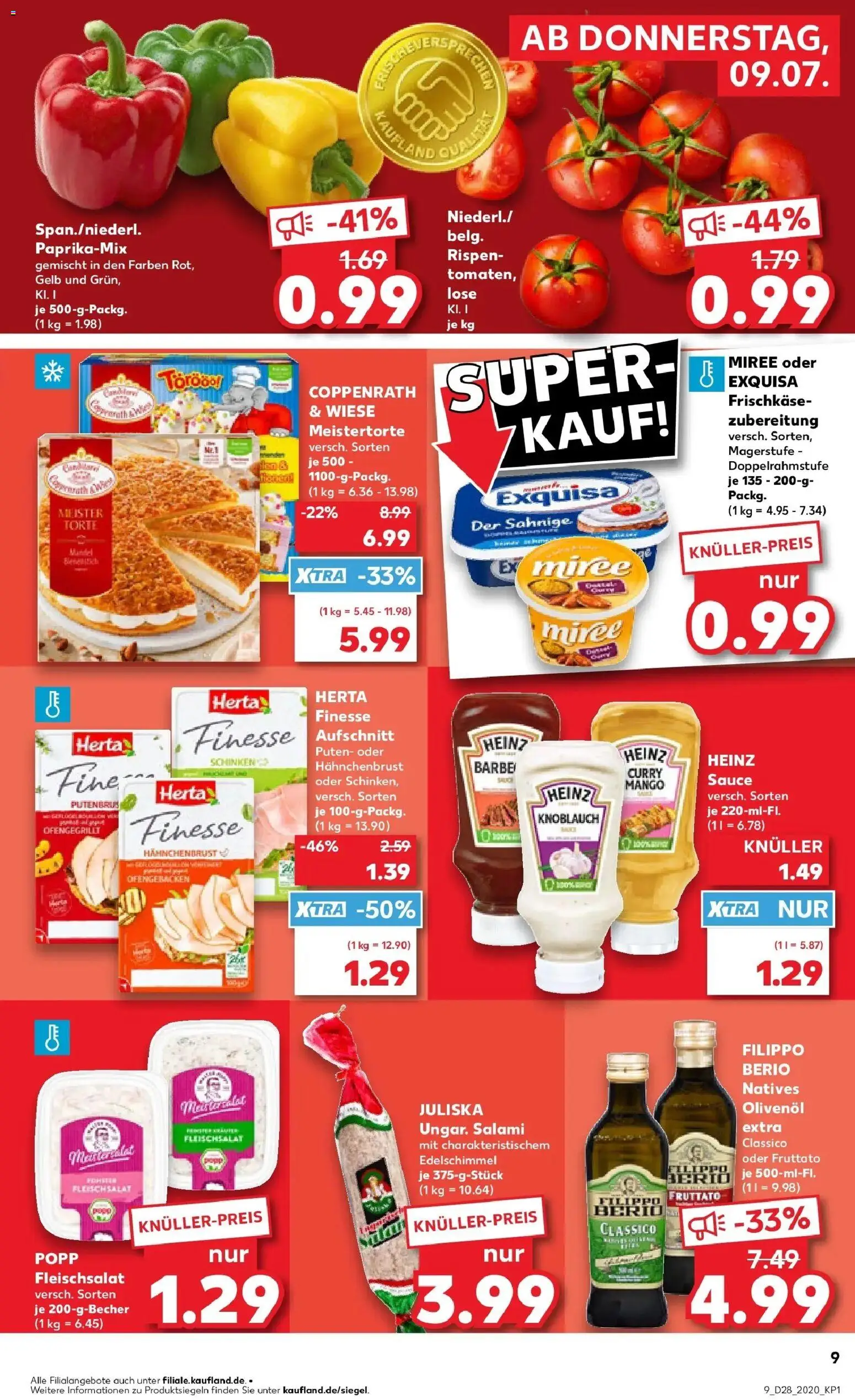 Kaufland Prospekt Pfullingen – gültig ab 09.07.2026 | Seite: 9 | Produkte: Olivenol, Exquisa, Knoblauch, Hahnchenbrust