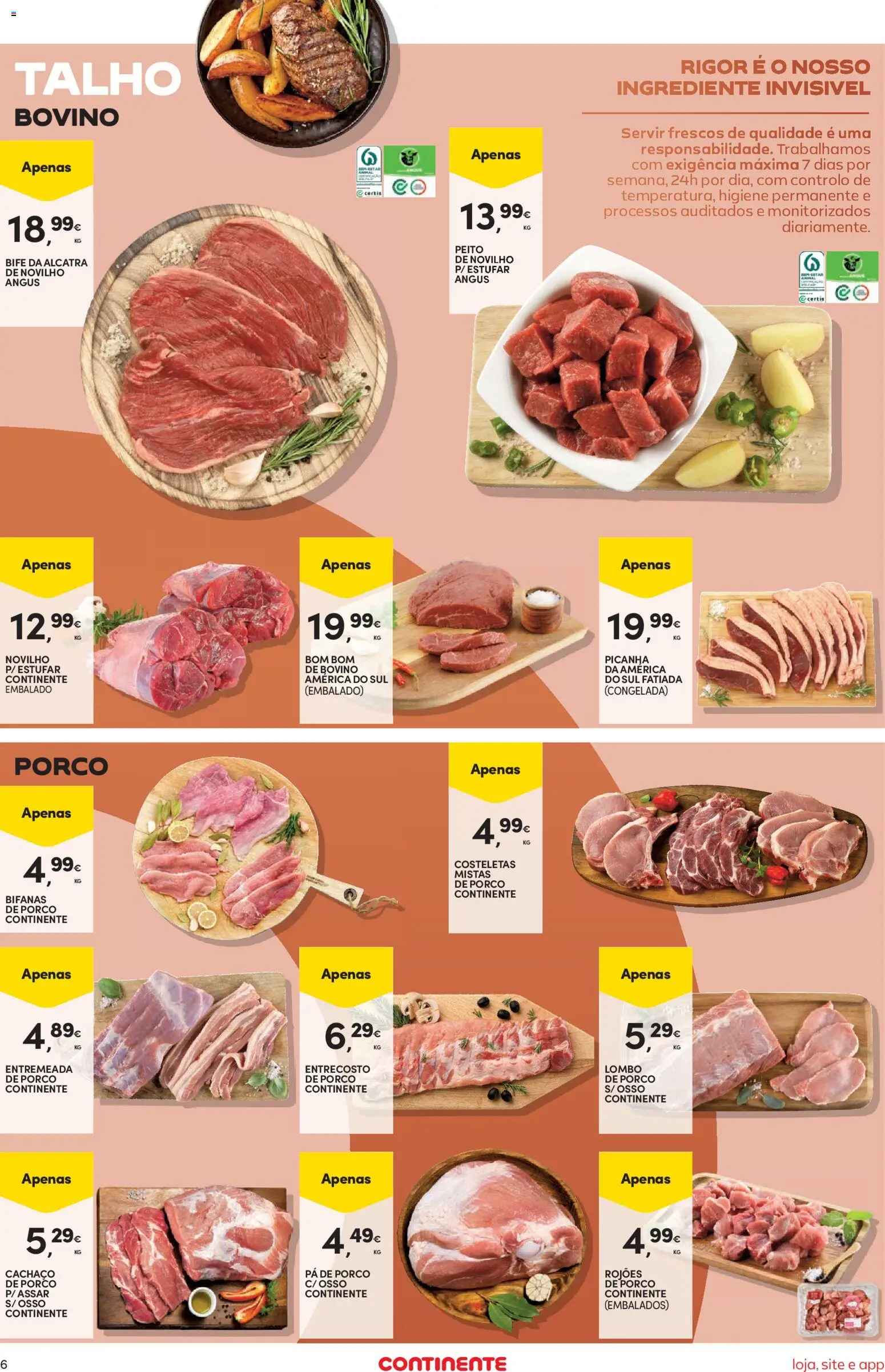 Continente folheto Bom Dia │ válido de 27/10/2026 | Página: 6 | Produtos: Entremeada, Lombo de porco, Pá, Bife