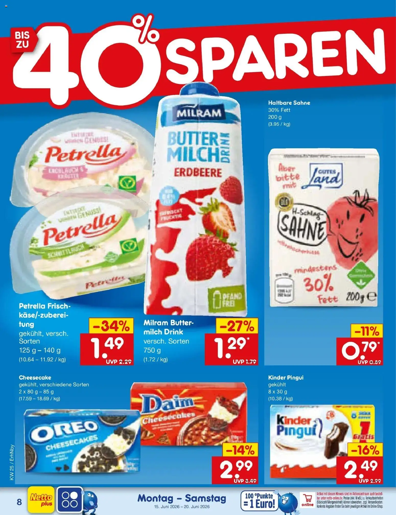 Netto Marken-Discount Prospekt Metten – gültig ab 14.06.2026 | Seite: 10 | Produkte: Milch, Butter, Milram, Sahne