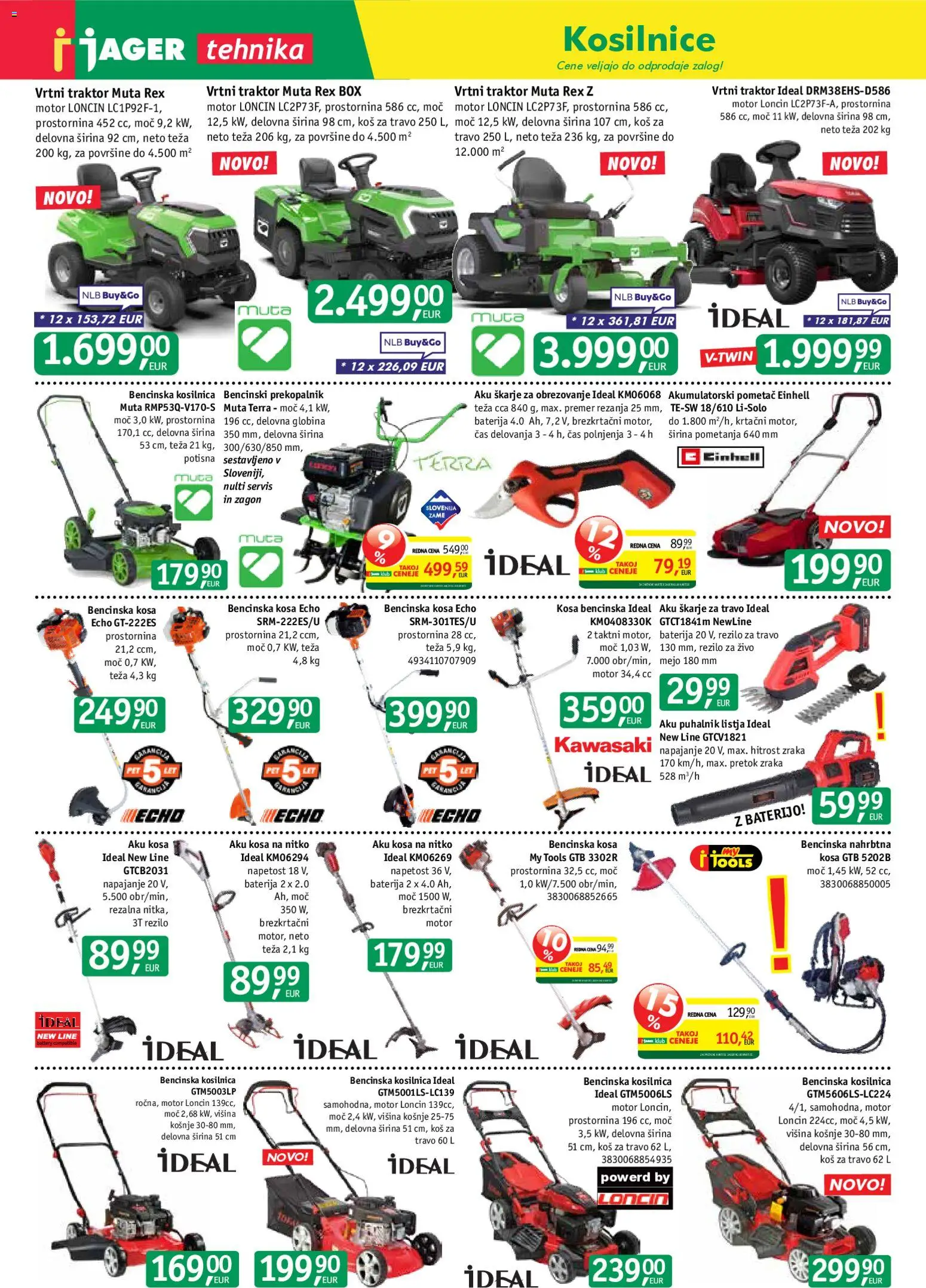 Novi Jager katalog ponudbe – veljaven od 27.05.2026 | Stran: 4 | Izdelki: Teza, Kosilnica, Bencinska kosa, Kos