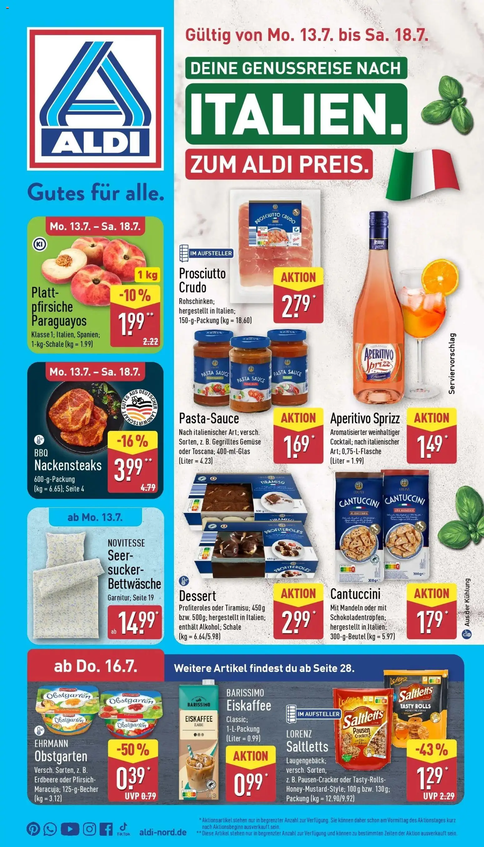 Aldi - ALDI Nord: Wochenangebote – gültig ab 12.07.2026 | Seite: 1 | Produkte: Bettwäsche, Gemüse, Pfirsich, Pasta