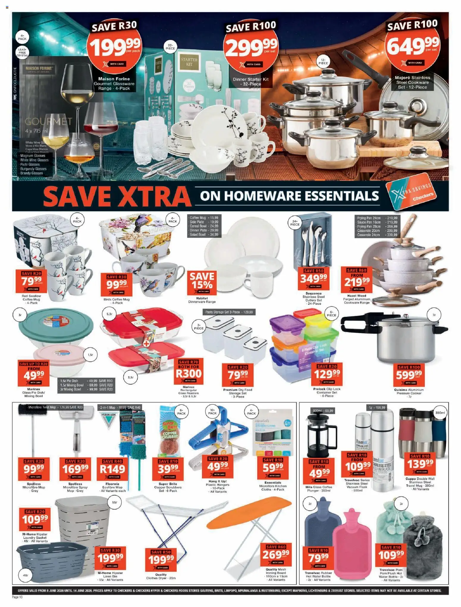 New Checkers catalogue – valid from 08.06.2026 | Page: 10 | Products: Cooker, Wine, Pasta, Water