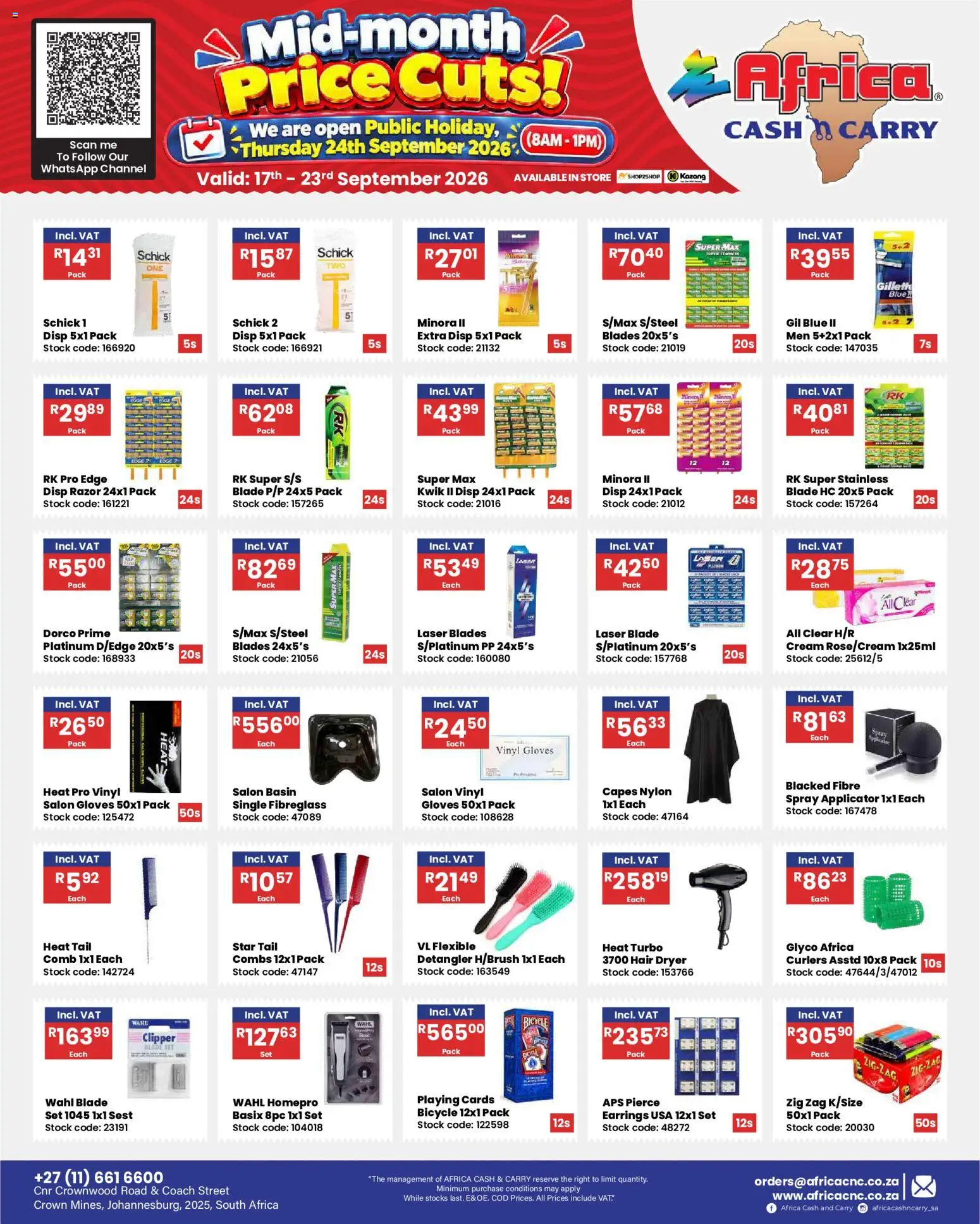 New Africa Cash & Carry catalogue – valid from 17/09/2026 | Page: 21 | Products: Earrings, Gloves, Basin, Stock