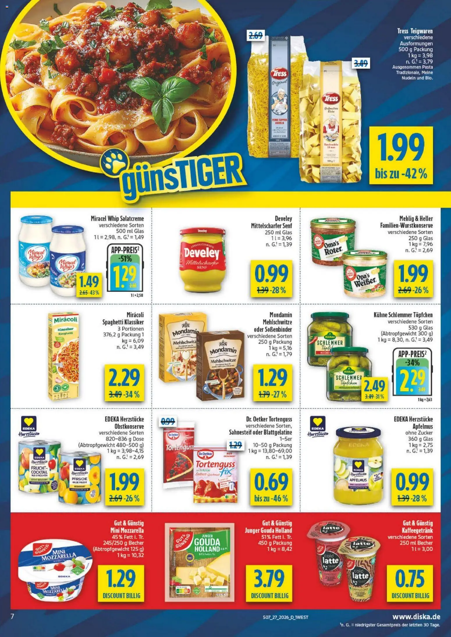 Diska - Diska Angebote Bayern KW27 – gültig ab 29.06.2026 | Seite: 11 | Produkte: Mozzarella, Gouda, Miracel whip, Nudeln