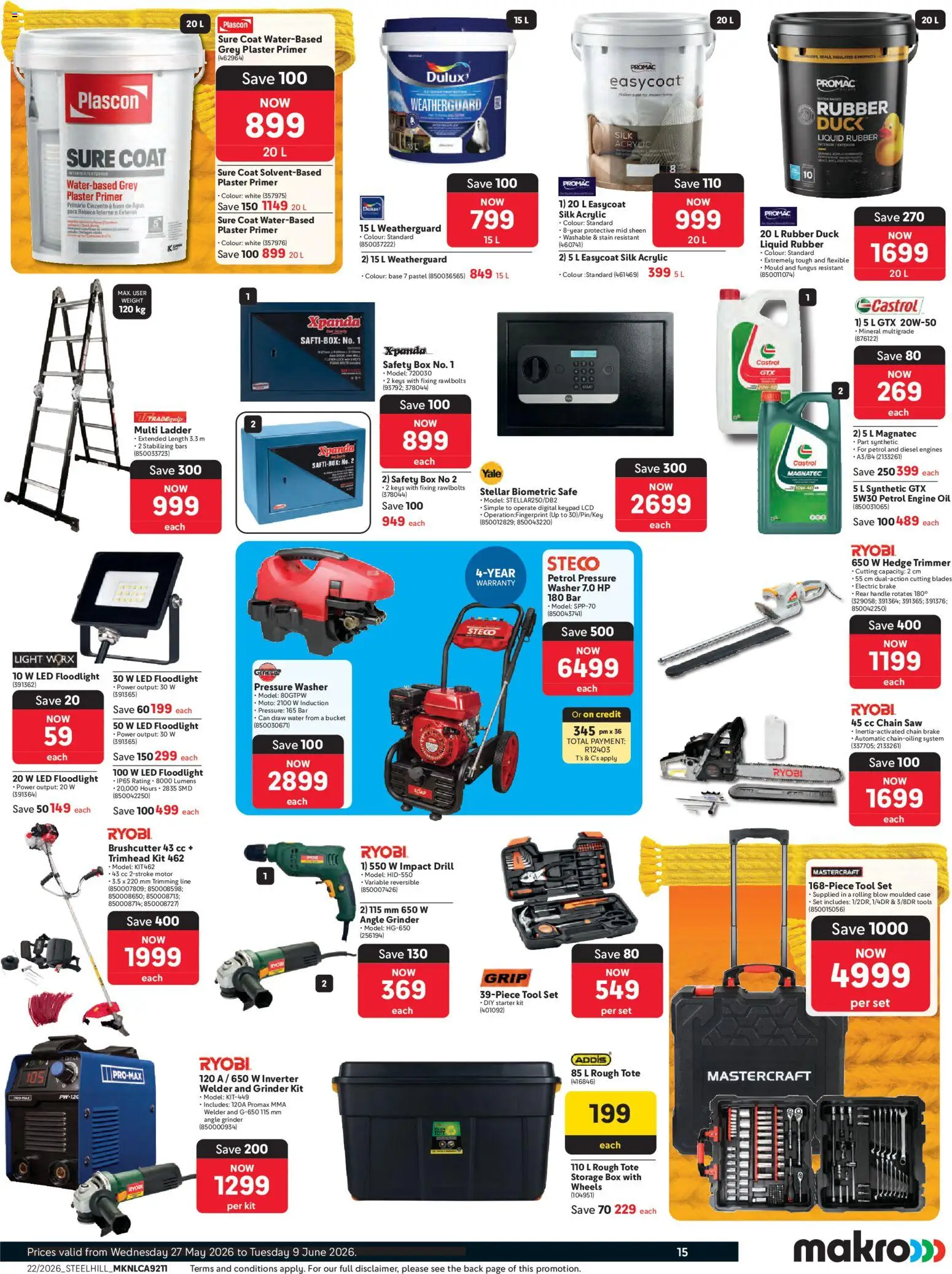 New Makro catalogue – valid from 27.05.2026 | Page: 15 | Products: Grinder, Plaster primer, Light, Water