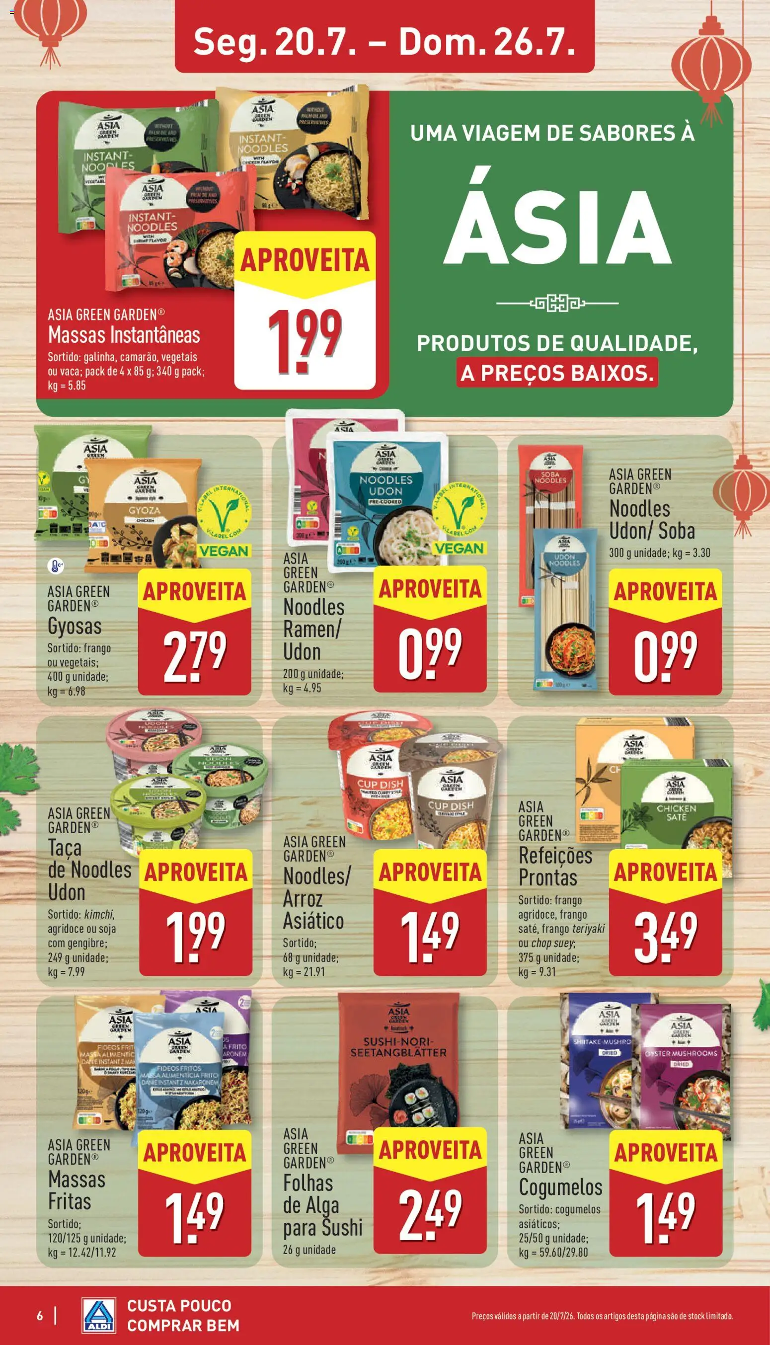 Aldi folheto │ válido de 20/07/2026 | Página: 6 | Produtos: Soja, Frango, Refeições prontas, Massa alimentícia