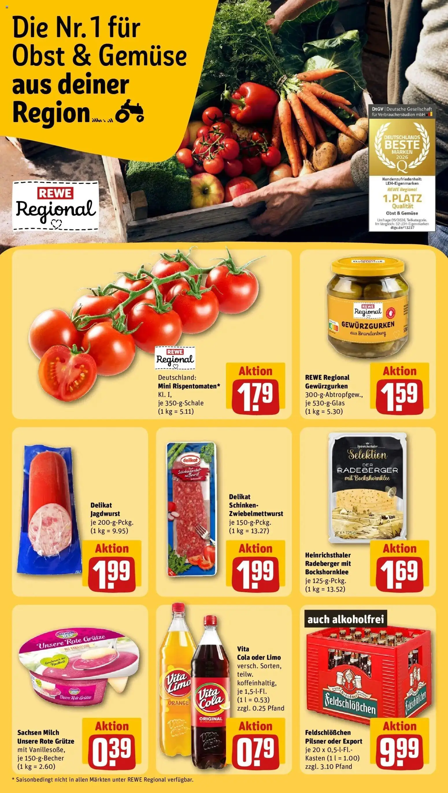 REWE Prospekt ab 07.09.2026 zum Blättern » Angebote | Seite: 15 | Produkte: Cola, Gemüse, Vita cola, Schinken