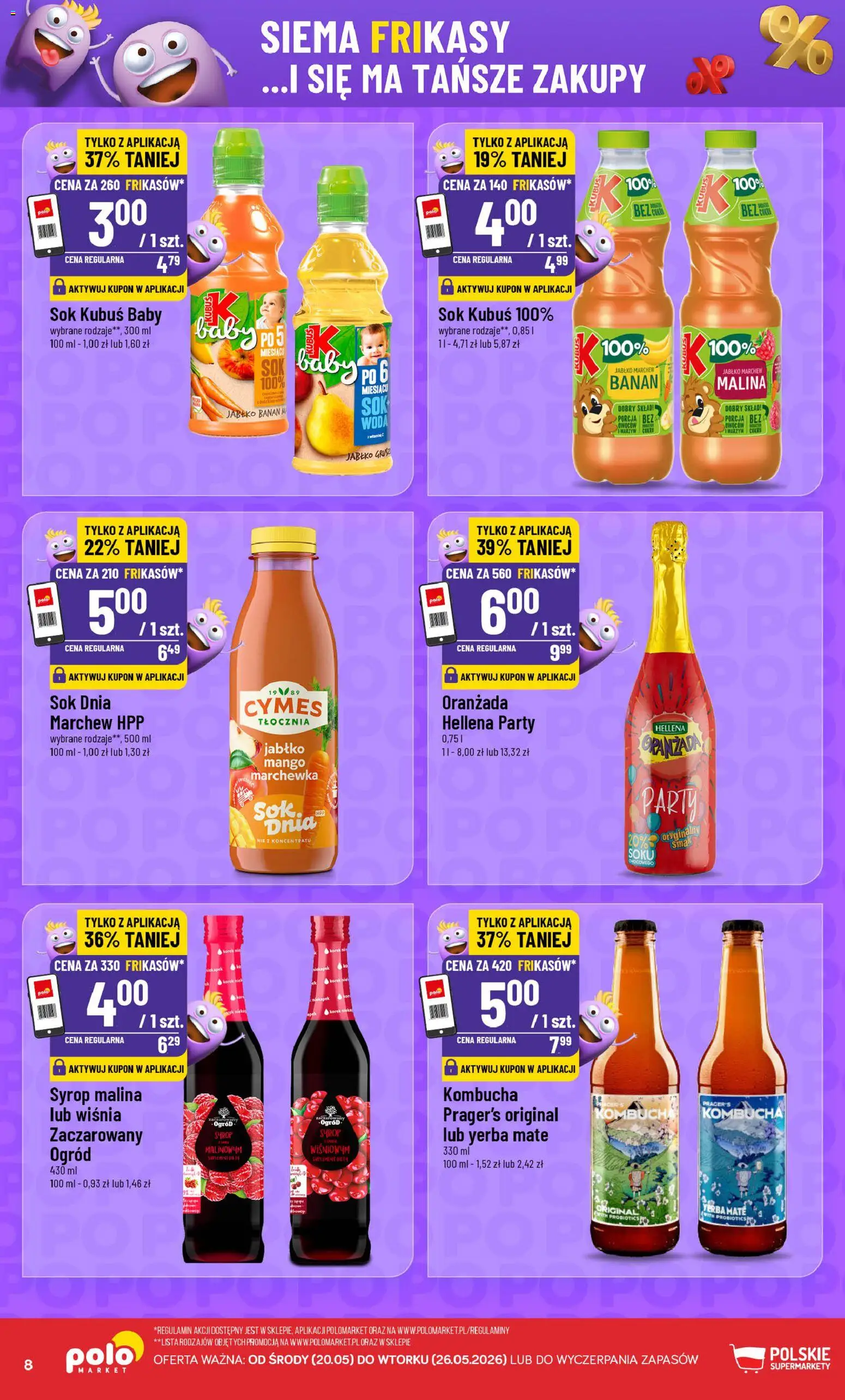 POLOmarket gazetka - Frikasowe Hity od 20.05.2026 | Strona: 8 | Produkty: Kombucha, Marchewka, Woda, Yerba mate