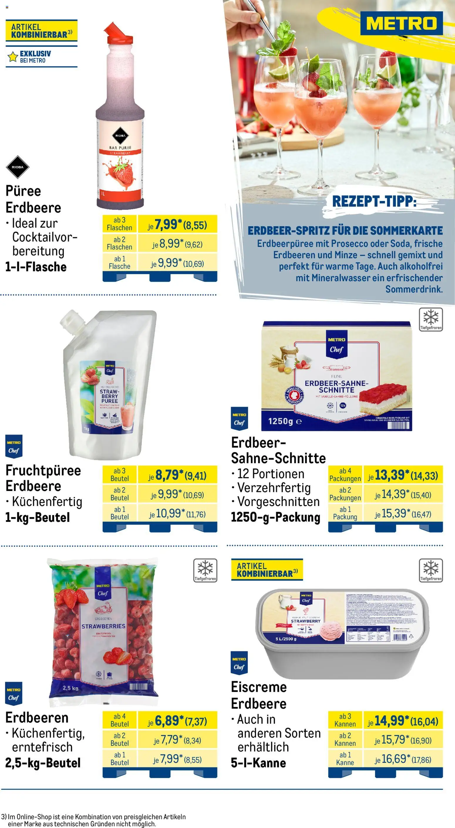 Metro Monats-Menü – gültig ab 01.06.2026 | Seite: 22 | Produkte: Eiscreme, Mineralwasser, Prosecco, Erdbeeren
