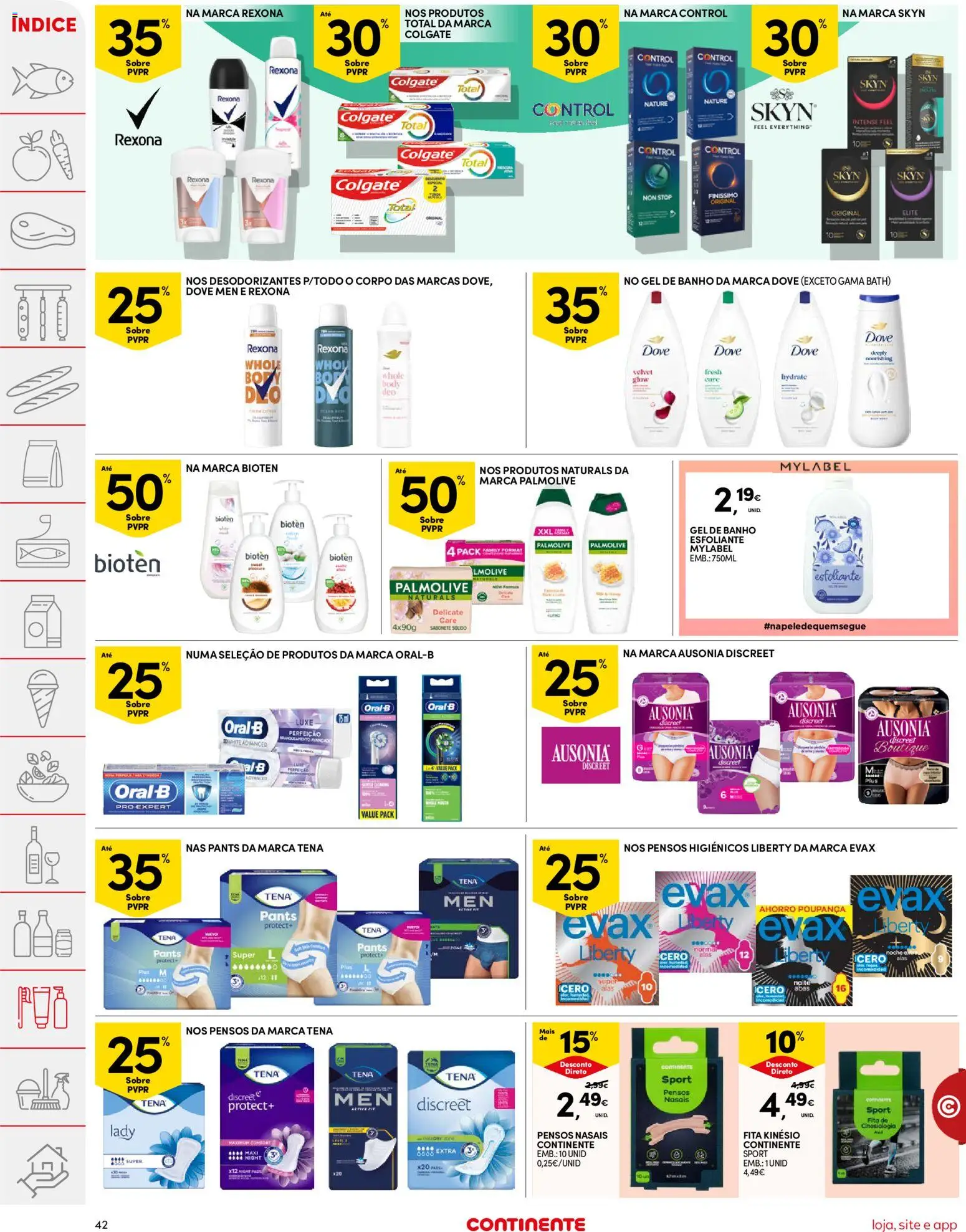 Continente folheto │ válido de 20/10/2026 | Página: 44 | Produtos: Pensos higiénicos, Gel de banho, Sal, Sabonete