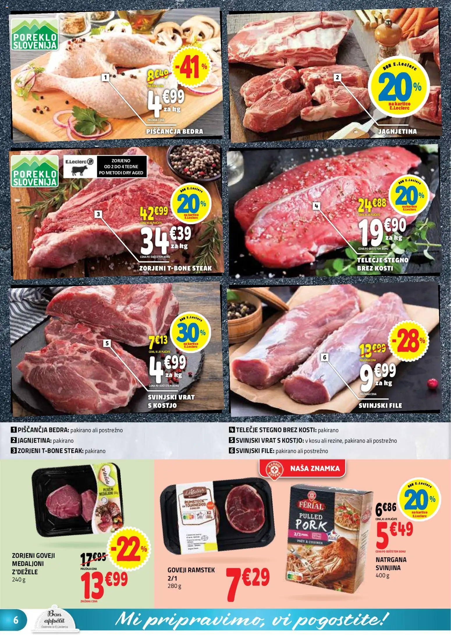 Novi E.leclerc katalog ponudbe – veljaven od 19.08.2026 | Stran: 6 | Izdelki: Piščančja bedra