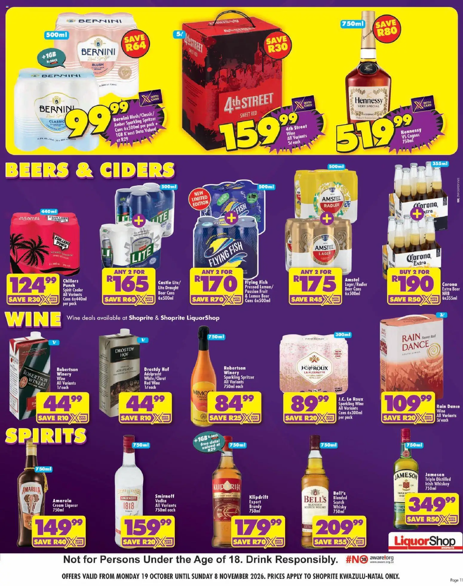 New Shoprite catalogue – valid from 19/10/2026 | Page: 11 | Products: Beer, Blush, Red Wine, Vodka