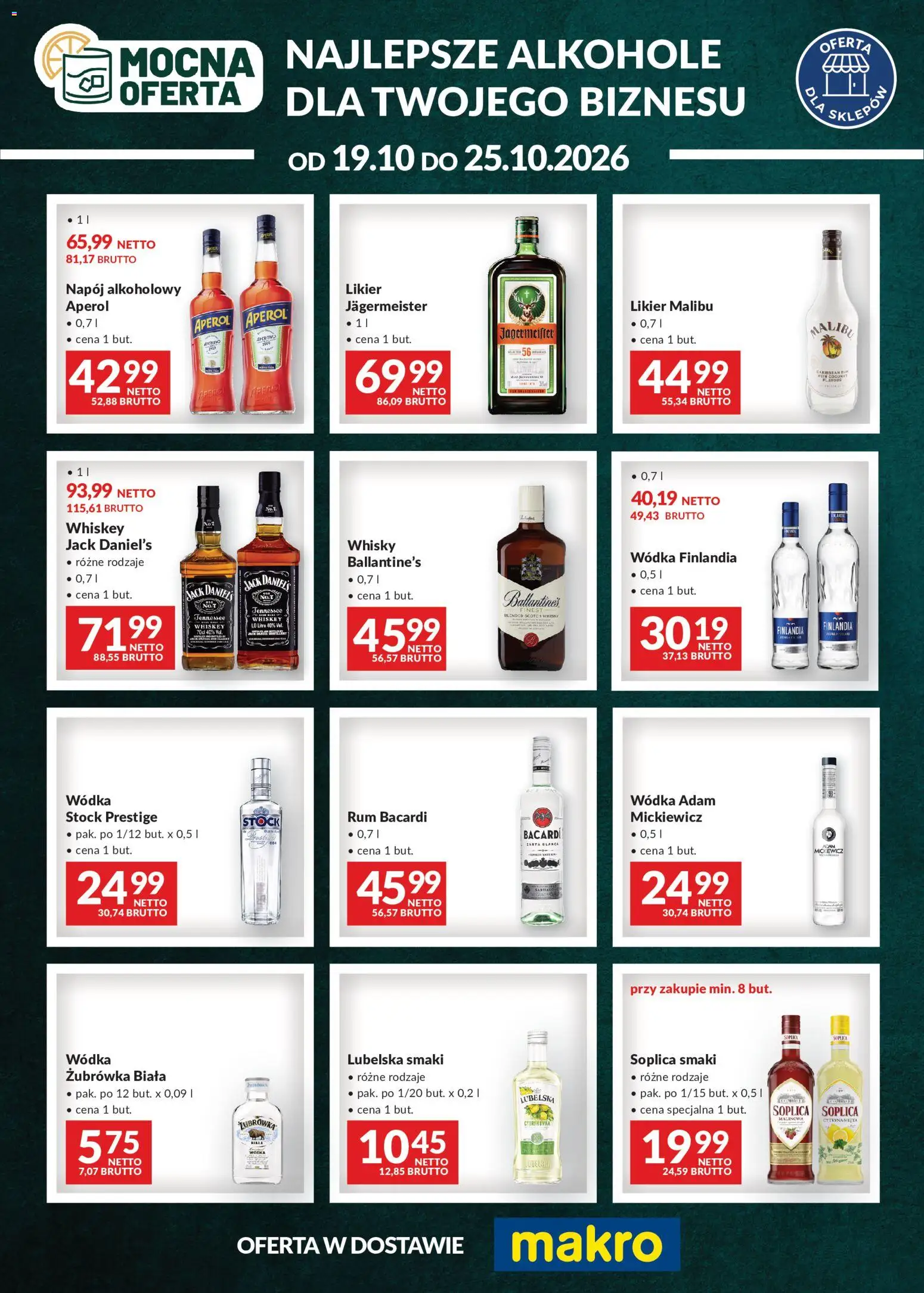 Makro gazetka - Mocna oferta od 19.10.2026 | Strona: 1 | Produkty: Alkohole, Soplica, Rum, Wódka